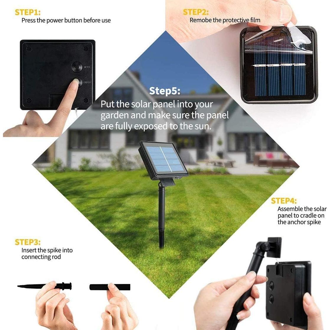 Luces de Cuerda Solares YAOZHOU 200 LED Moradas 8 Modos