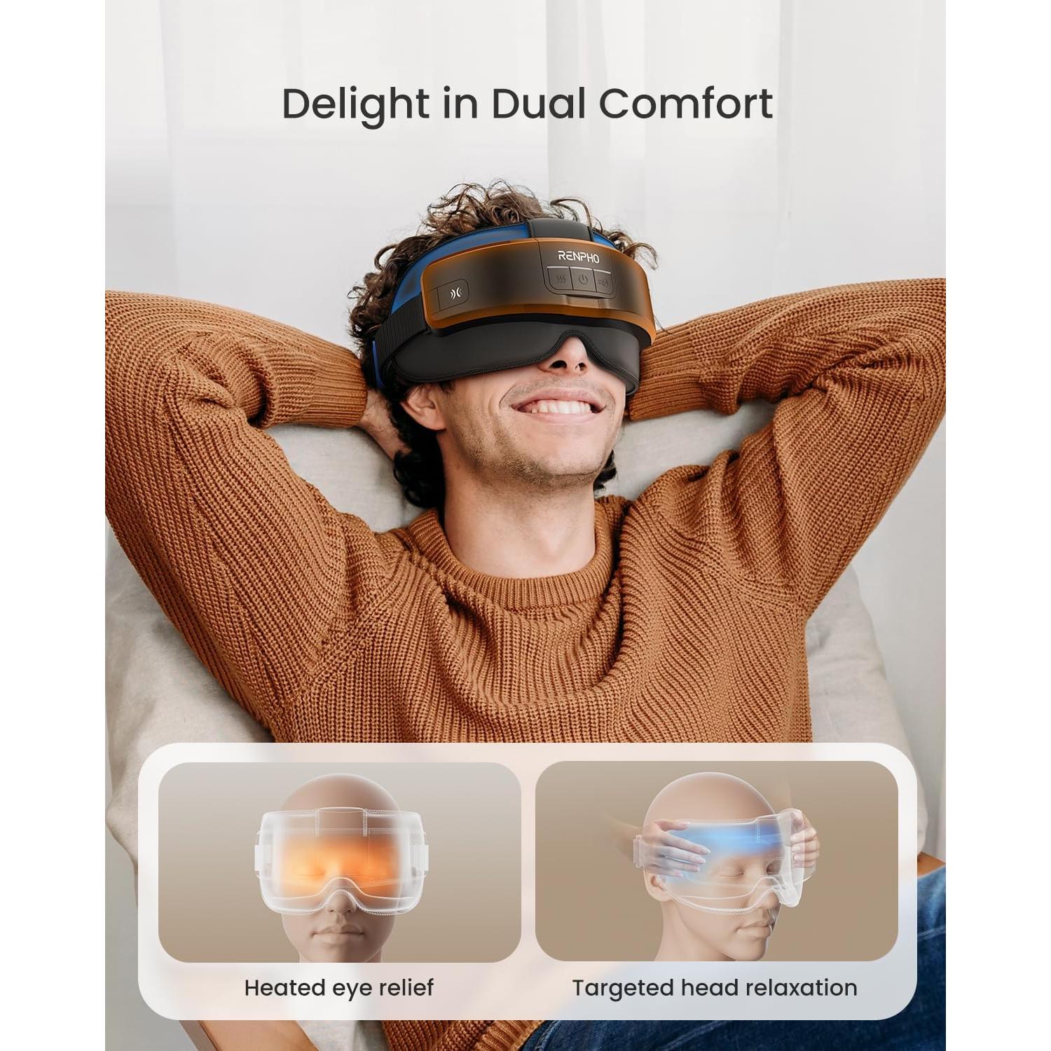 Masajeador de Cabeza y Ojos RENPHO Calentado 2 Niveles