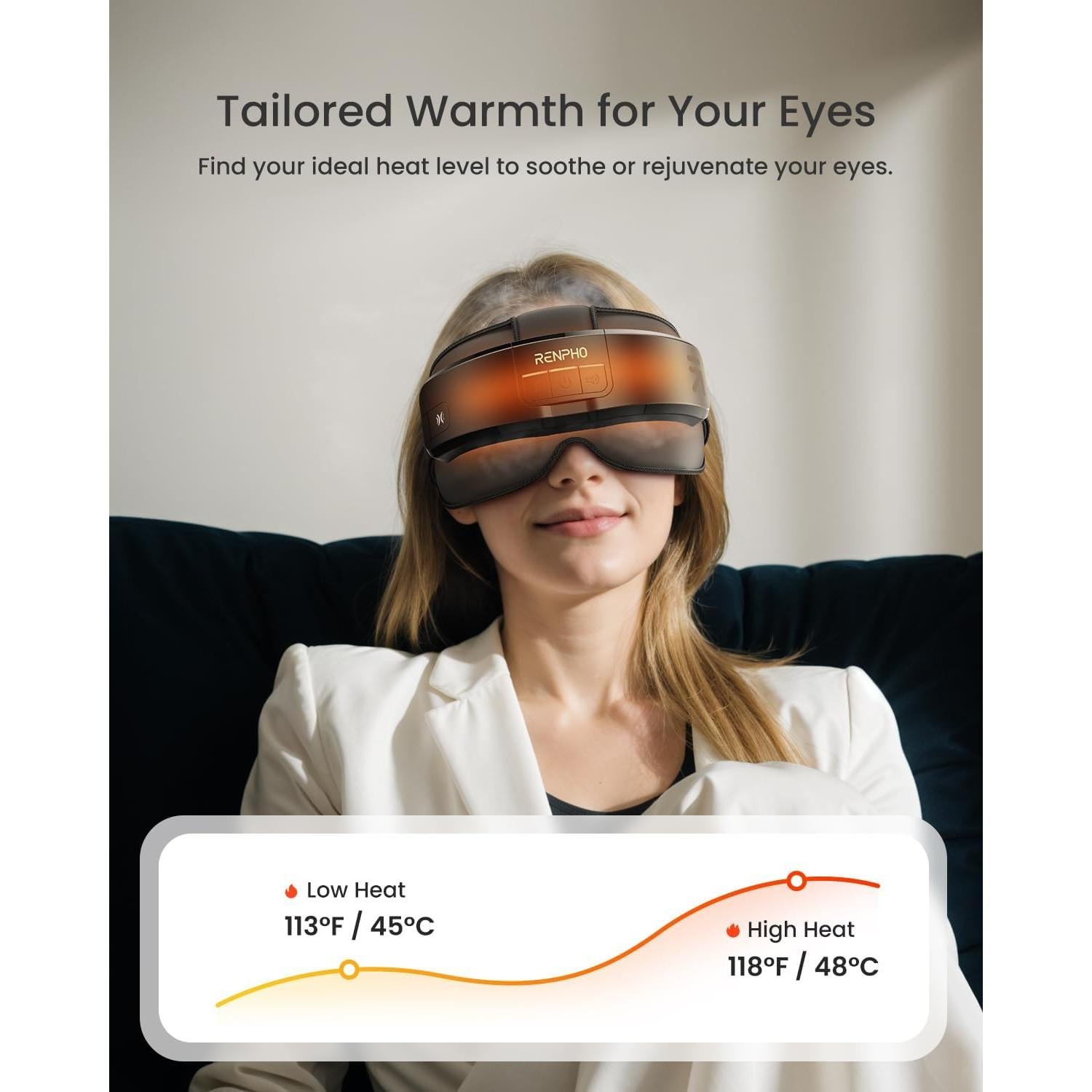 Masajeador de Cabeza y Ojos RENPHO Calentado 2 Niveles