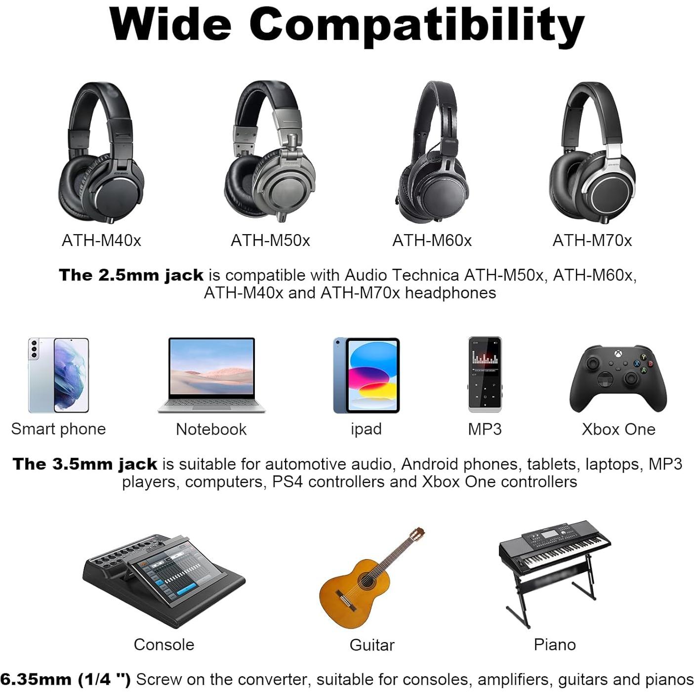 Cable de Audio Toxaoii 1.5m para Auriculares Audio Technica