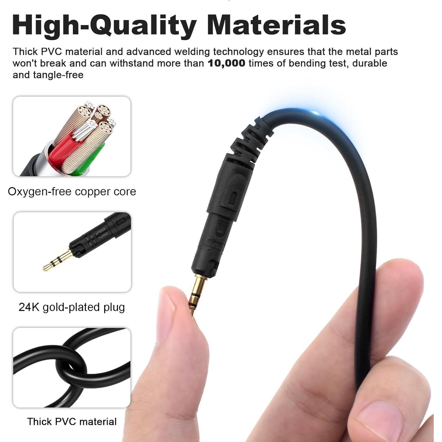 Cable de Audio Toxaoii 1.5m para Auriculares Audio Technica