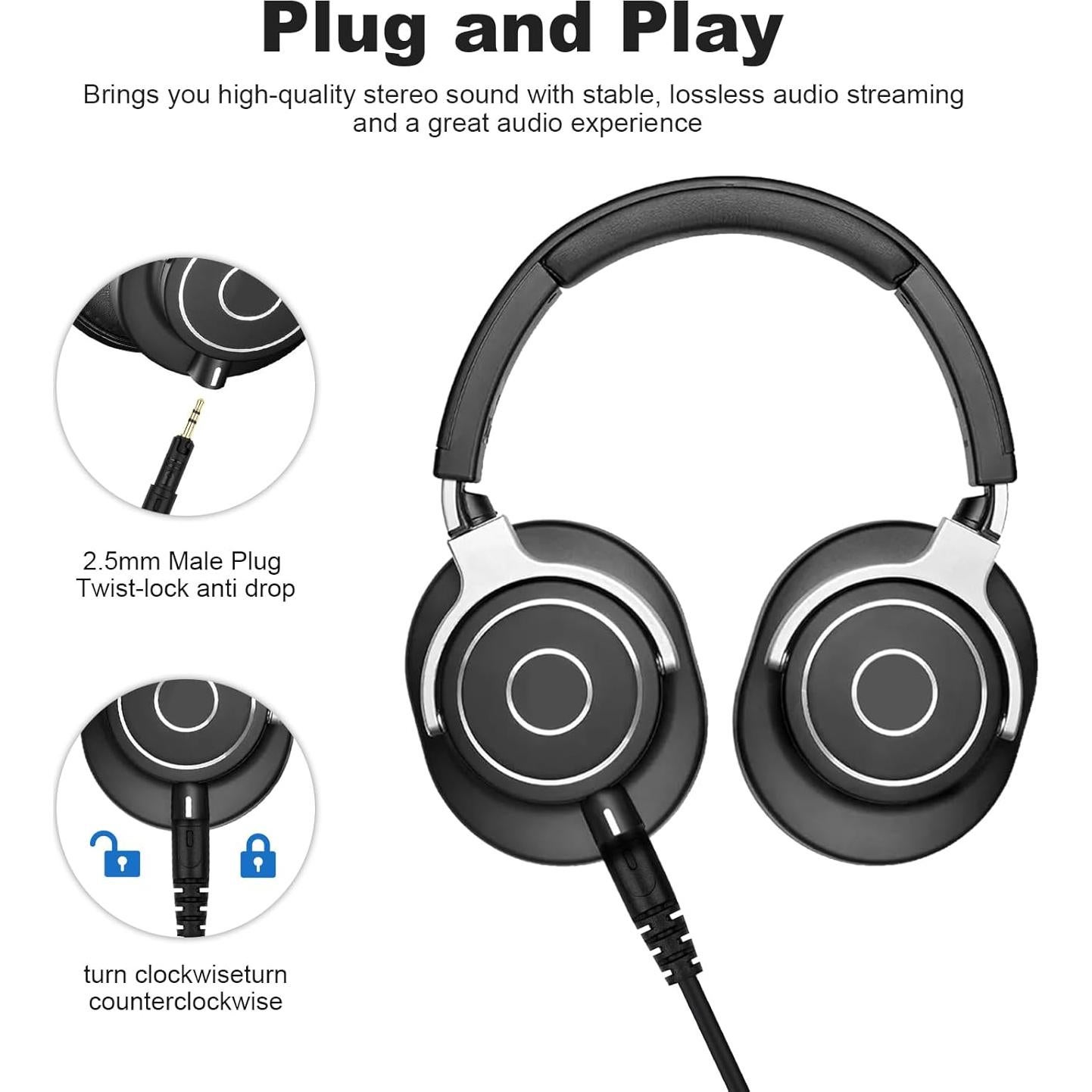 Cable de Audio Toxaoii 1.5m para Auriculares Audio Technica