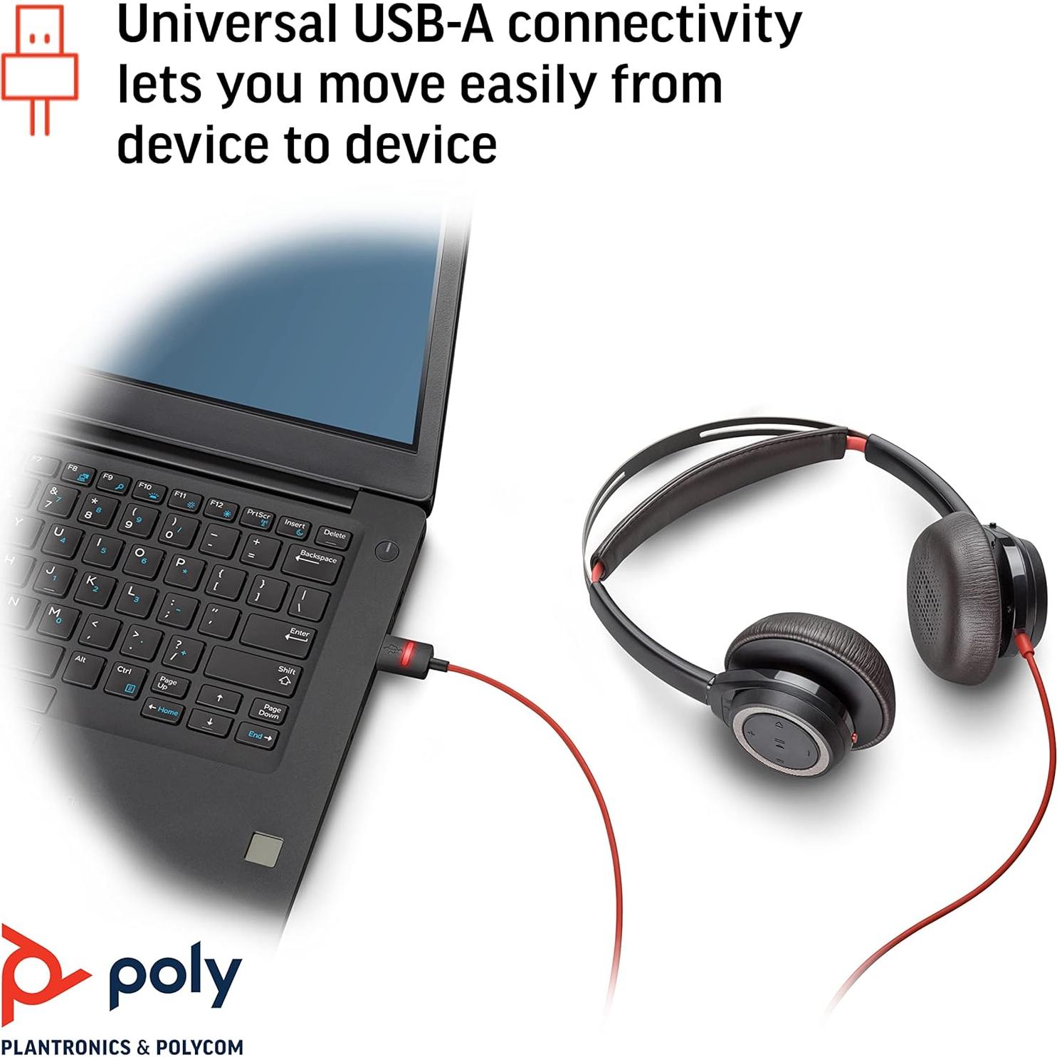Auricular USB-A Poly Blackwire 7225 con Cancelación de Ruido