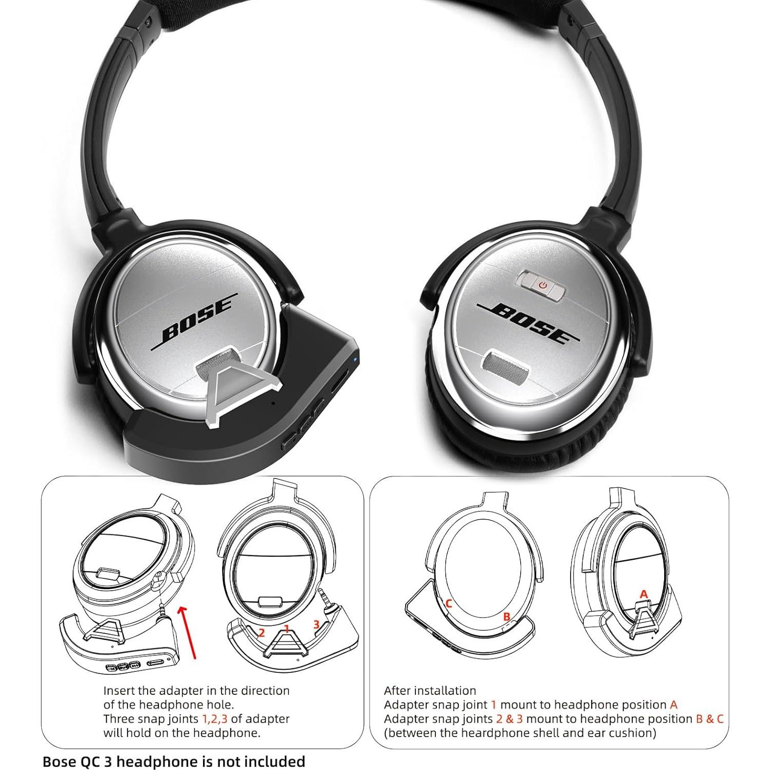Adaptador Bluetooth 5.0 YOCOWOCO para Bose QC3 Inalámbrico