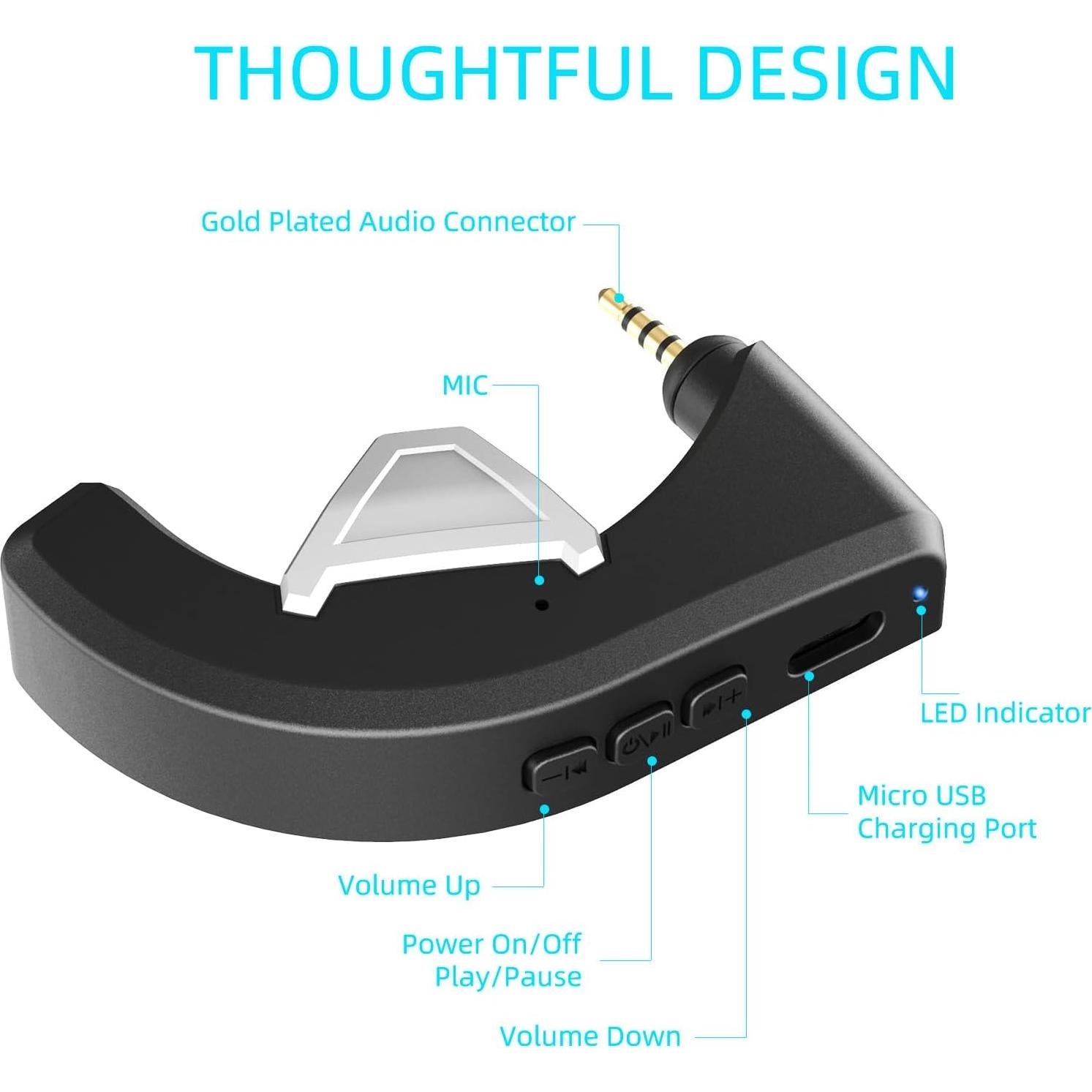 Adaptador Bluetooth 5.0 YOCOWOCO para Bose QC3 Inalámbrico