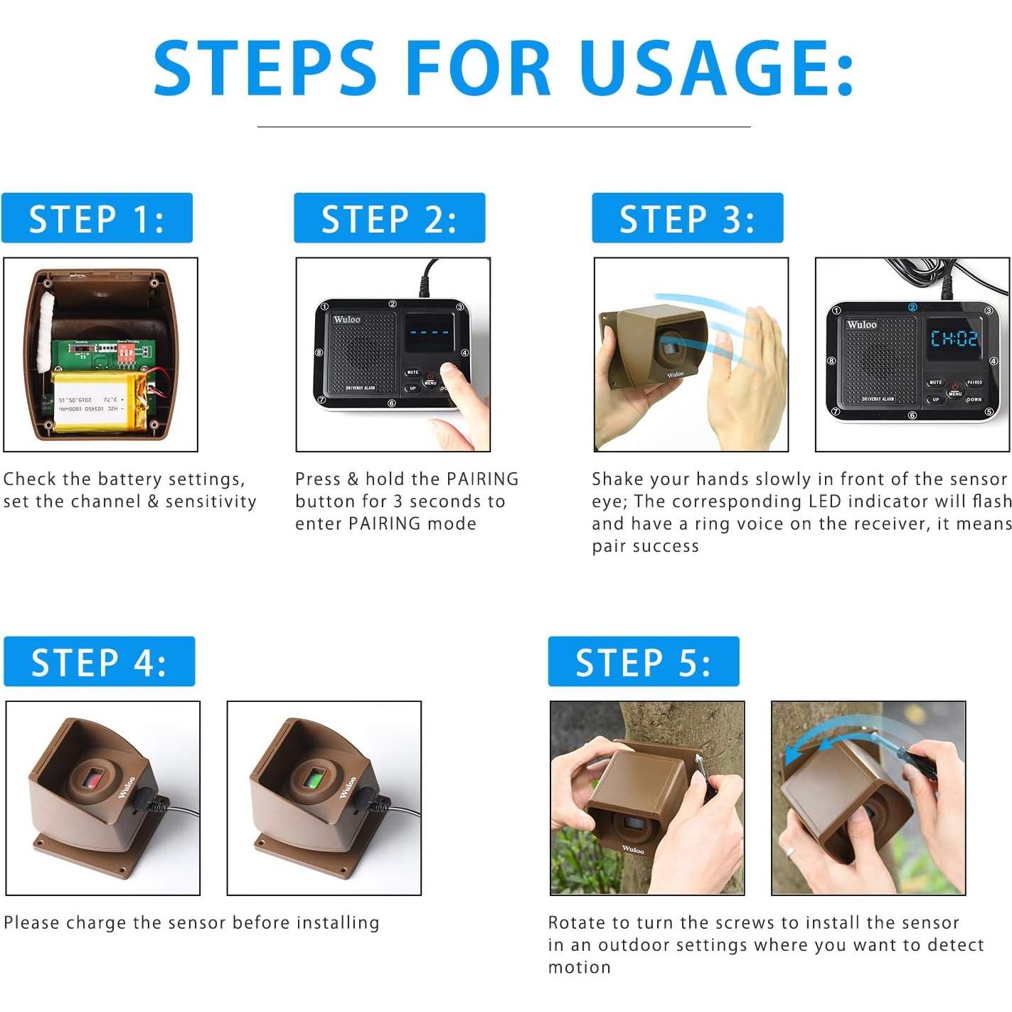 Sensor de Alarma Inalámbrica Wuloo Marrón - 9m Alcance