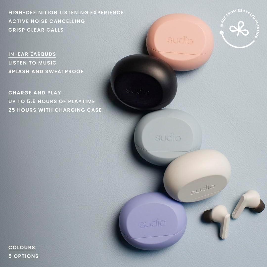 Auriculares In-Ear Sudio A3 Pro Bluetooth 5.4 ANC IPX4 Negro