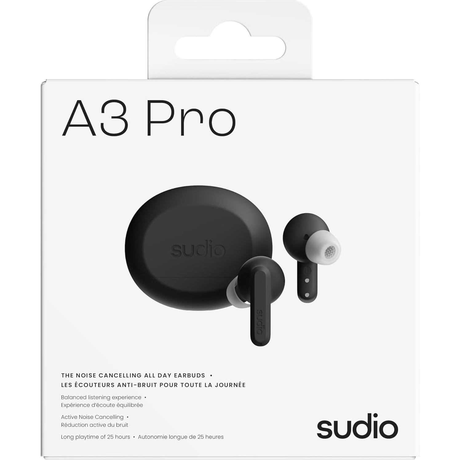Auriculares In-Ear Sudio A3 Pro Bluetooth 5.4 ANC IPX4 Negro