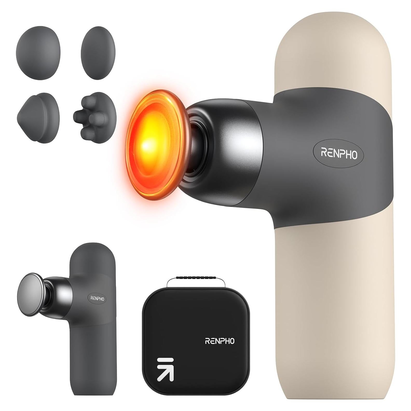 RENPHO Mini Pistola de Masaje Térmica Portátil Gris