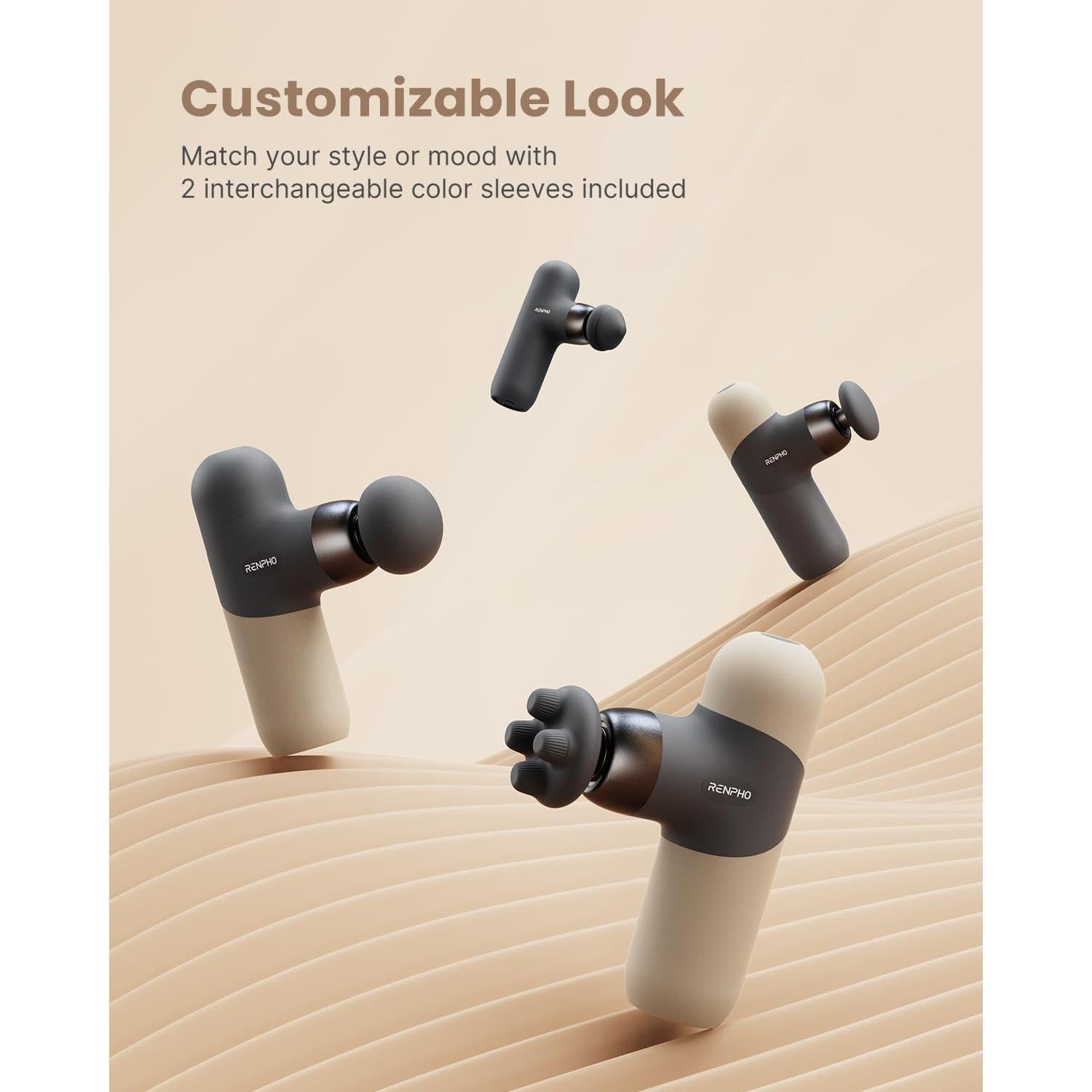 RENPHO Mini Pistola de Masaje Térmica Portátil Gris