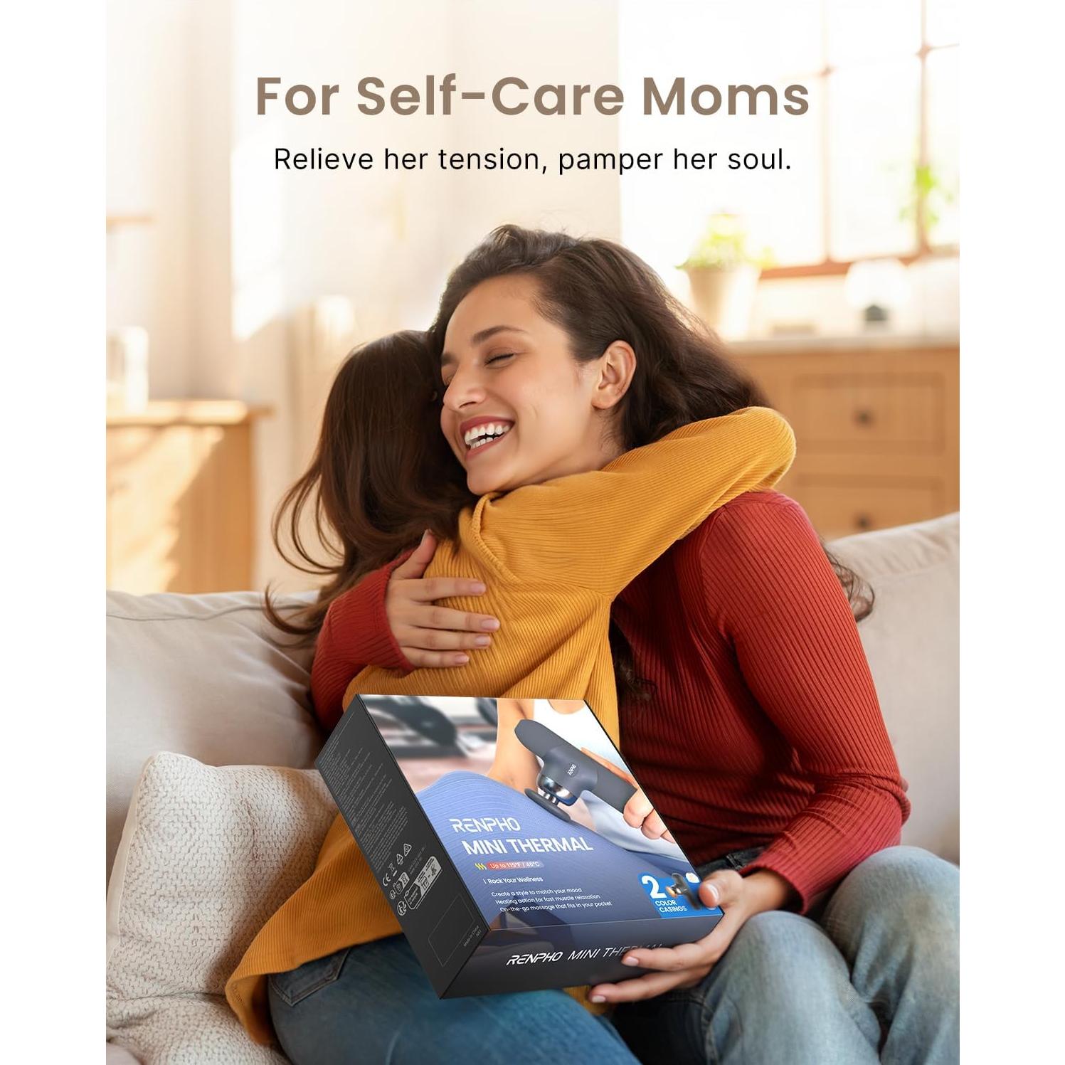 RENPHO Mini Pistola de Masaje Térmica Portátil Gris