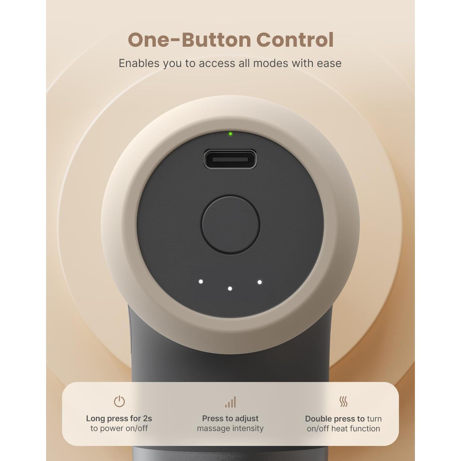 RENPHO Mini Pistola de Masaje Térmica Portátil Gris