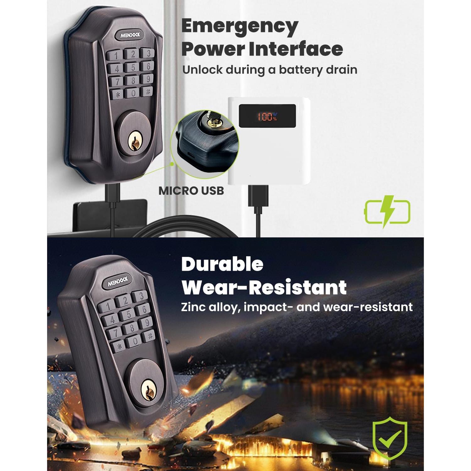 Cerradura Inteligente MENDOCK UF01 Teclado Iluminado IP54