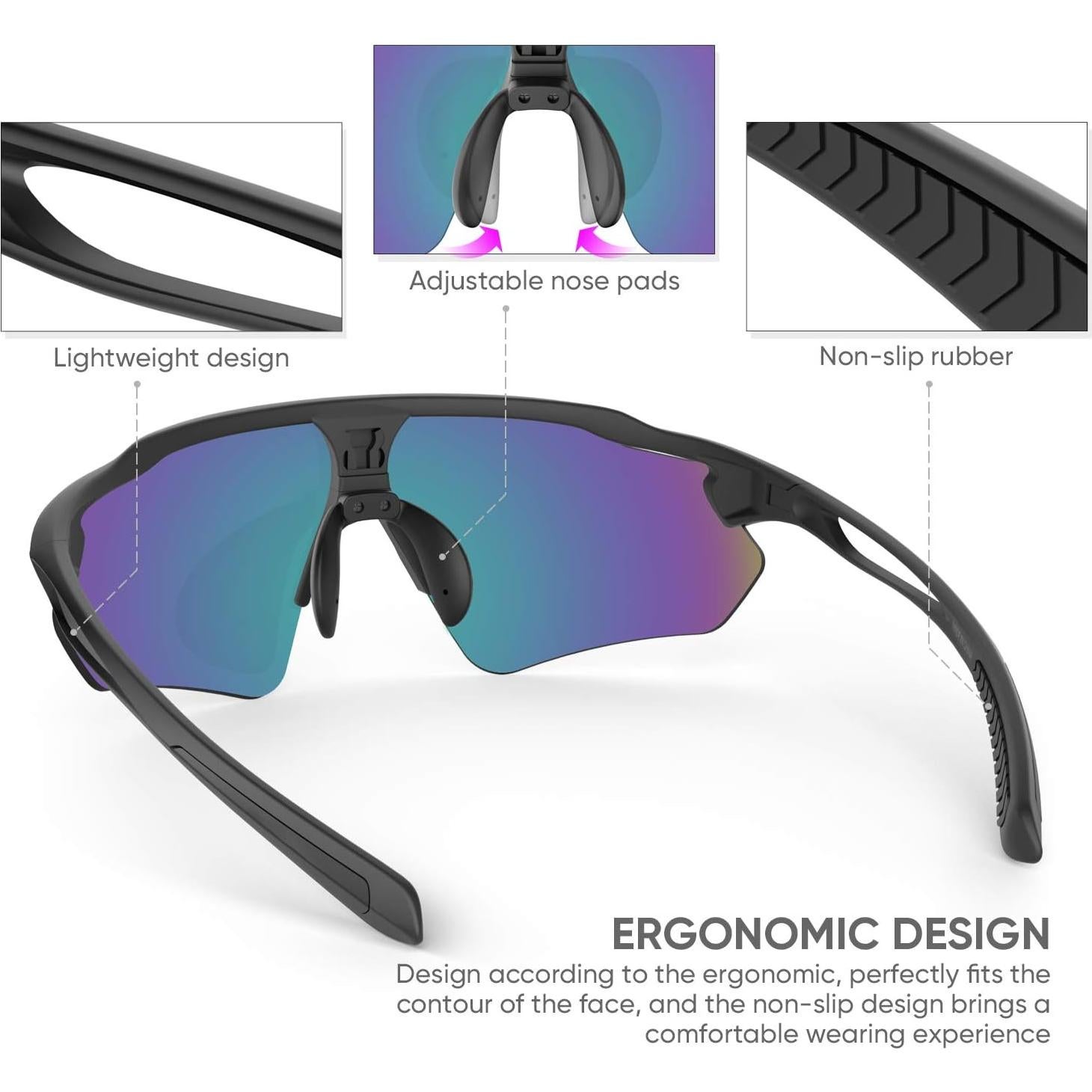 Gafas de Ciclismo Polarizadas Hubo Sports 5 Lentes Intercambiables