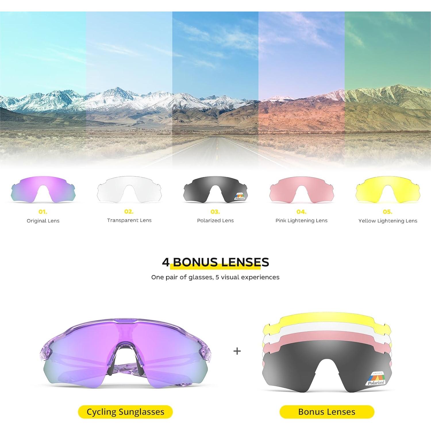 Gafas de Ciclismo Hubo Sports 5 Lentes Polarizadas Unisex