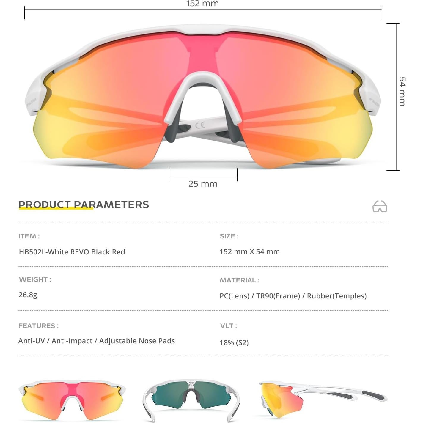 Gafas de Ciclismo Hubo Sports 5 Lentes Polarizadas Unisex