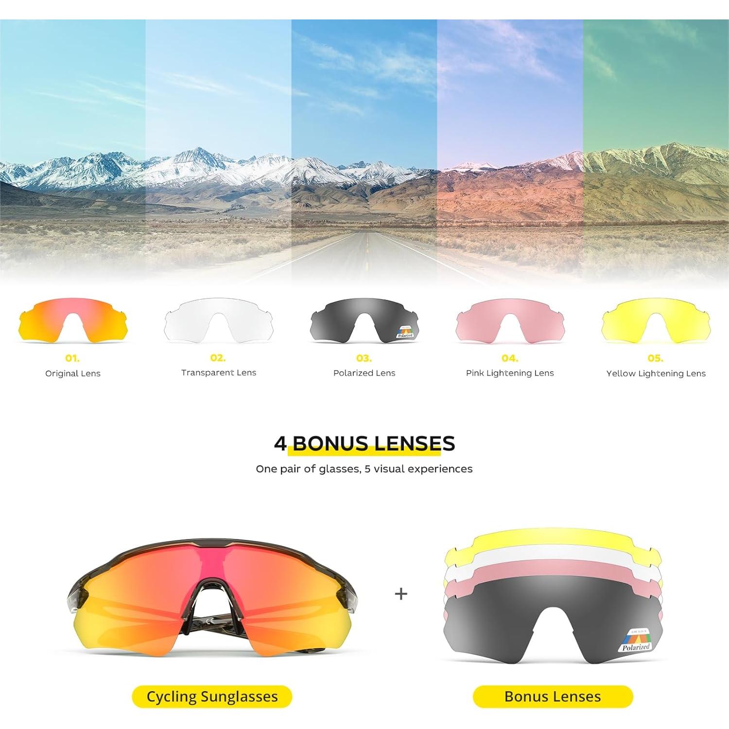 Gafas de Ciclismo Hubo Sports 5 Lentes Polarizadas Unisex