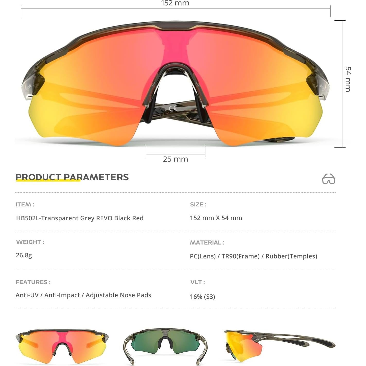 Gafas de Ciclismo Hubo Sports 5 Lentes Polarizadas Unisex