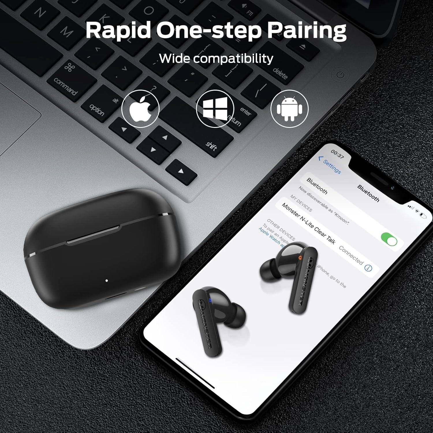 Auriculares Inalámbricos Monster N-Lite Clear Talk Bluetooth 5.3 IPX8