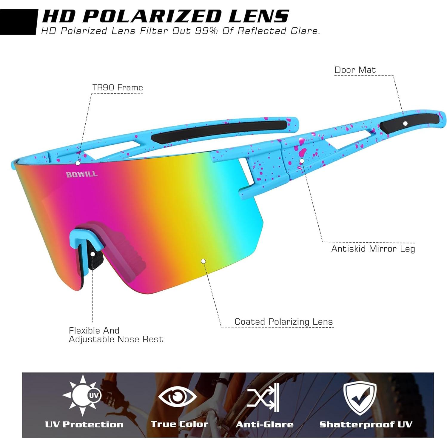 Gafas de sol BOWILL UV400 para jóvenes, deportivas y ligeras