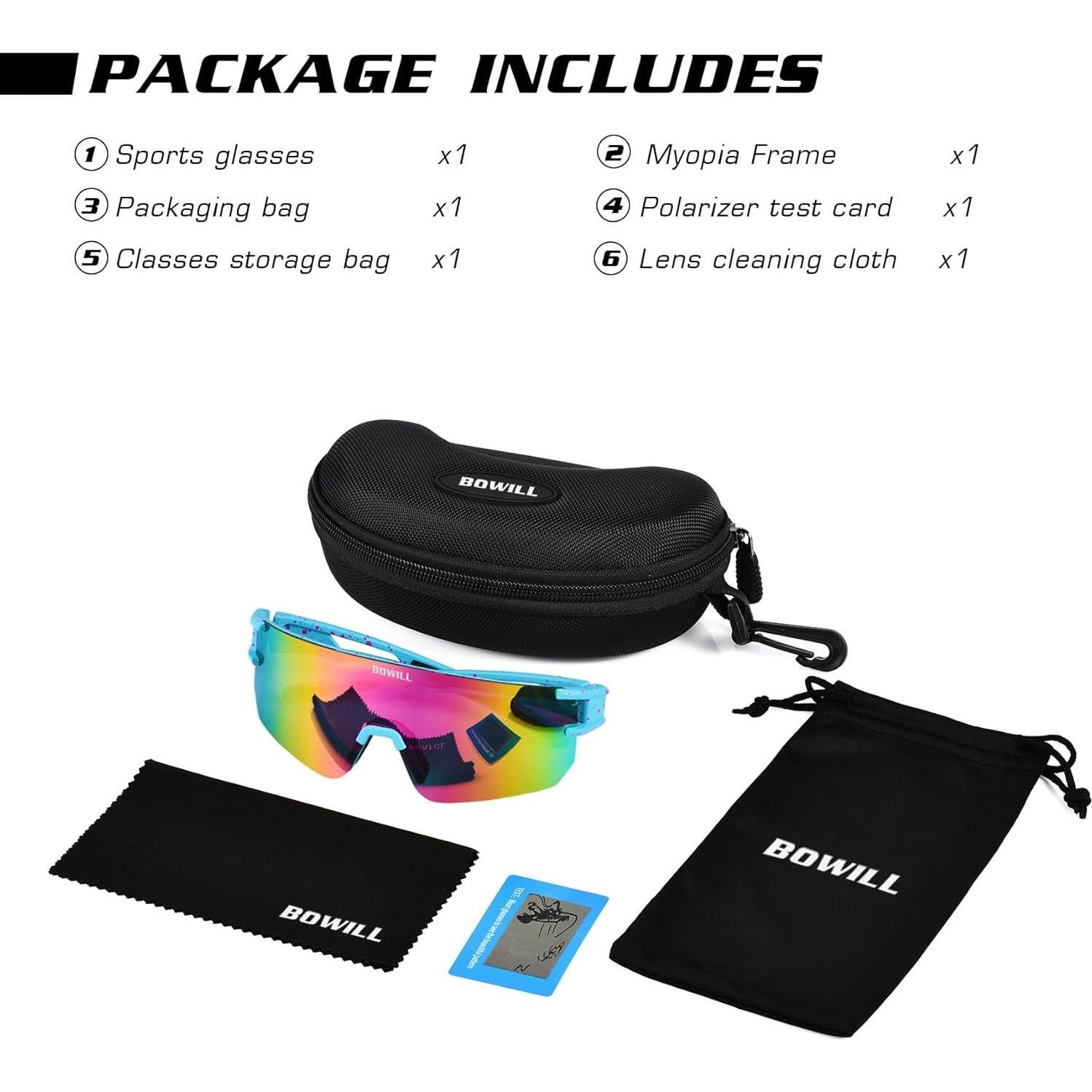 Gafas de sol BOWILL UV400 para jóvenes, deportivas y ligeras