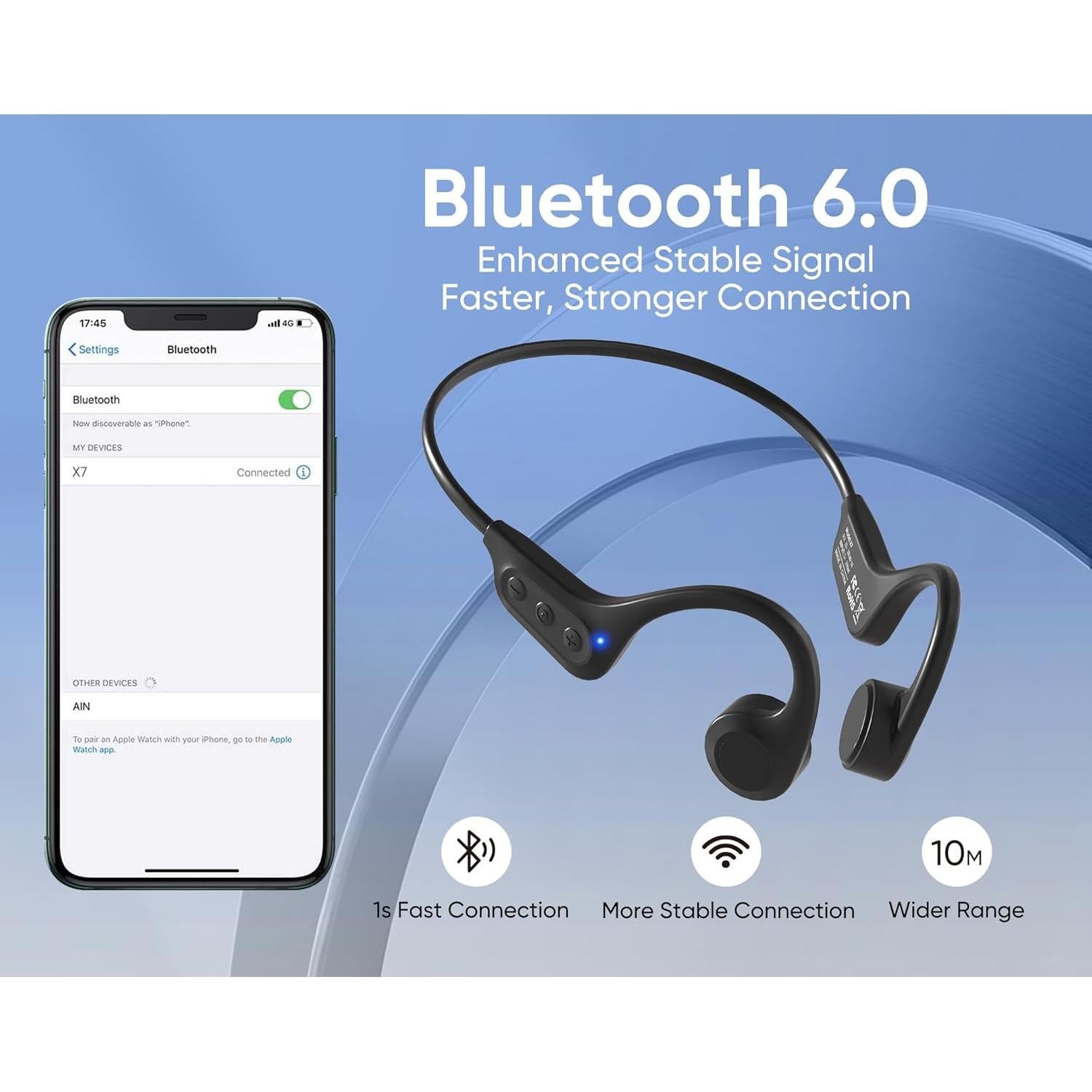 Auriculares Inalámbricos de Conducción Ósea X7 Bluetooth 6.0
