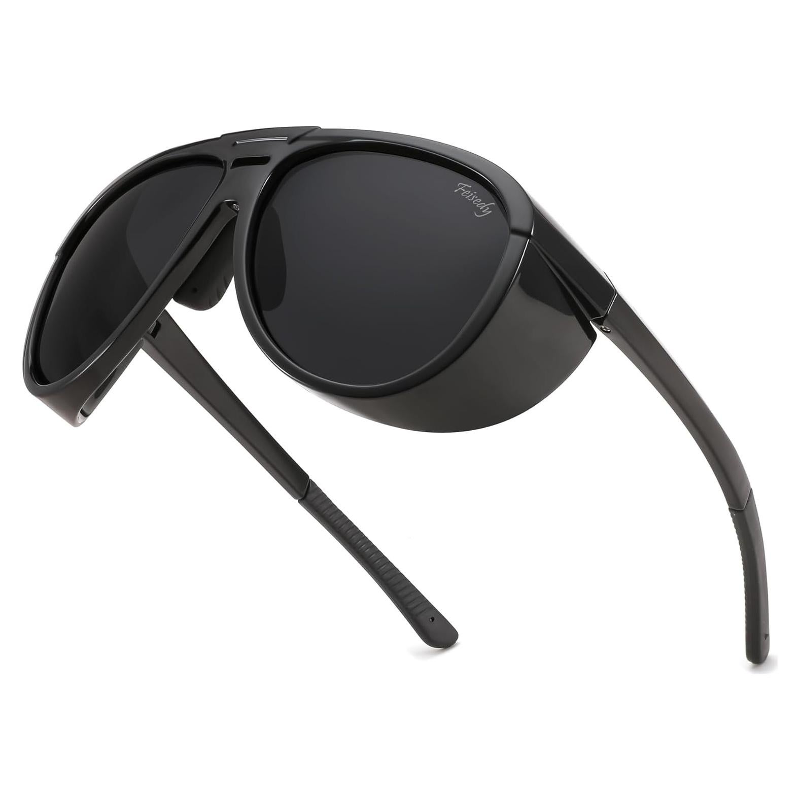 Gafas de Sol Polarizadas FEISEDY Aviador Steampunk 60mm