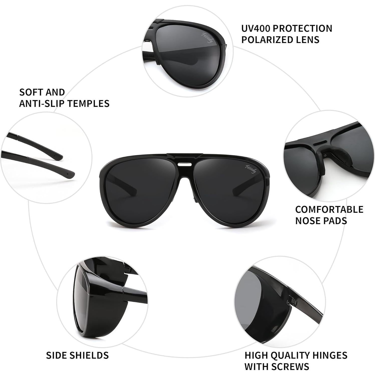 Gafas de Sol Polarizadas FEISEDY Aviador Steampunk 60mm