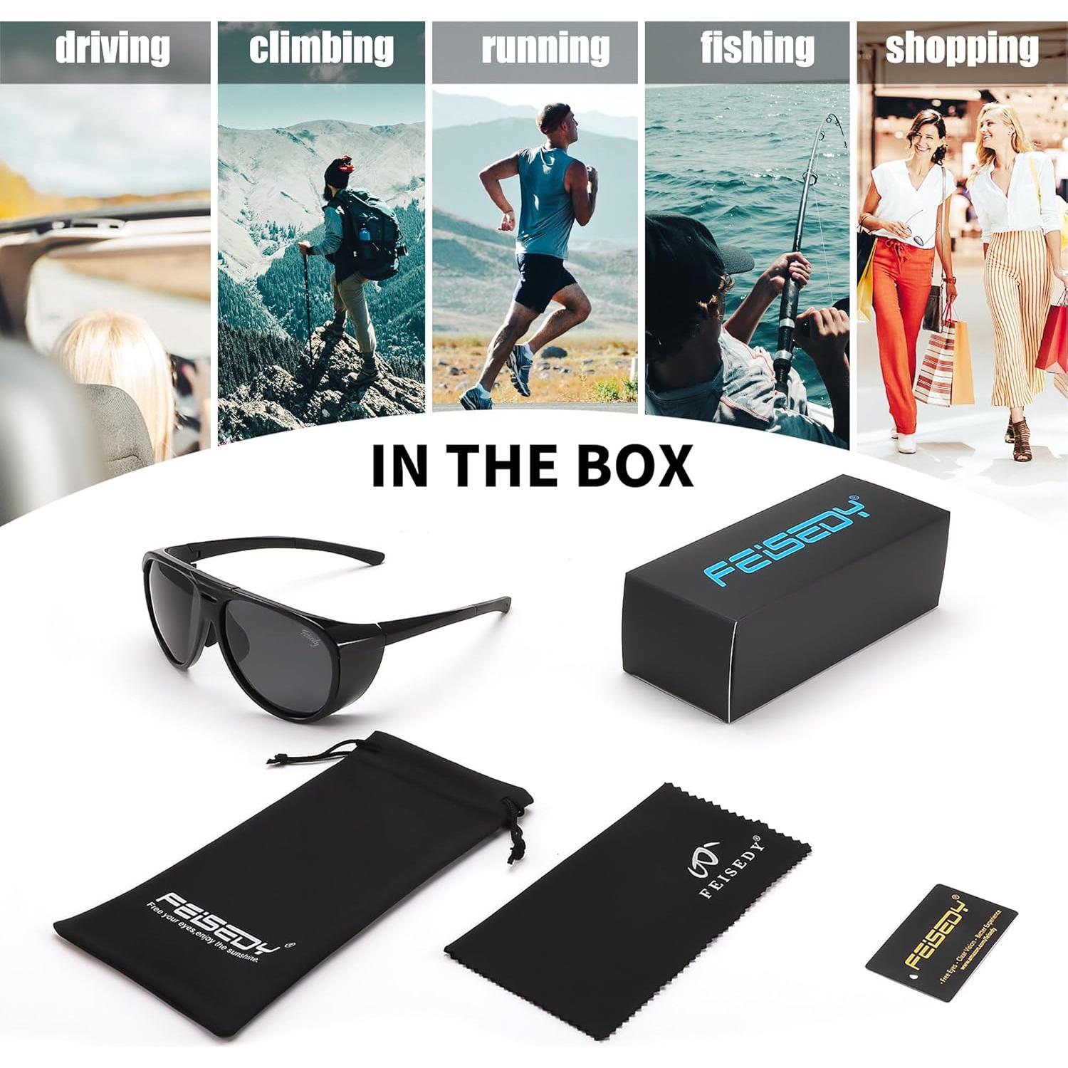 Gafas de Sol Polarizadas FEISEDY Aviador Steampunk 60mm