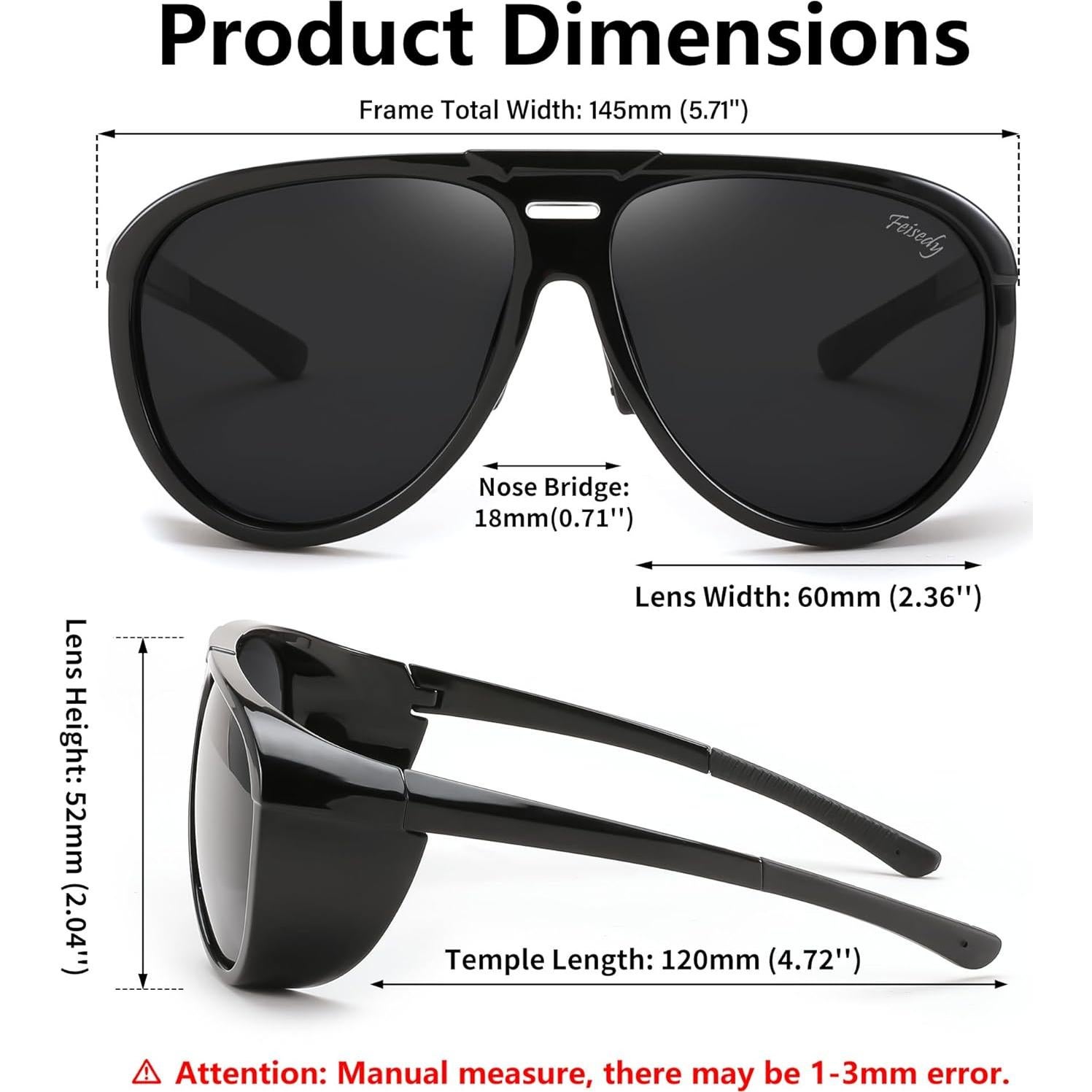 Gafas de Sol Polarizadas FEISEDY Aviador Steampunk 60mm