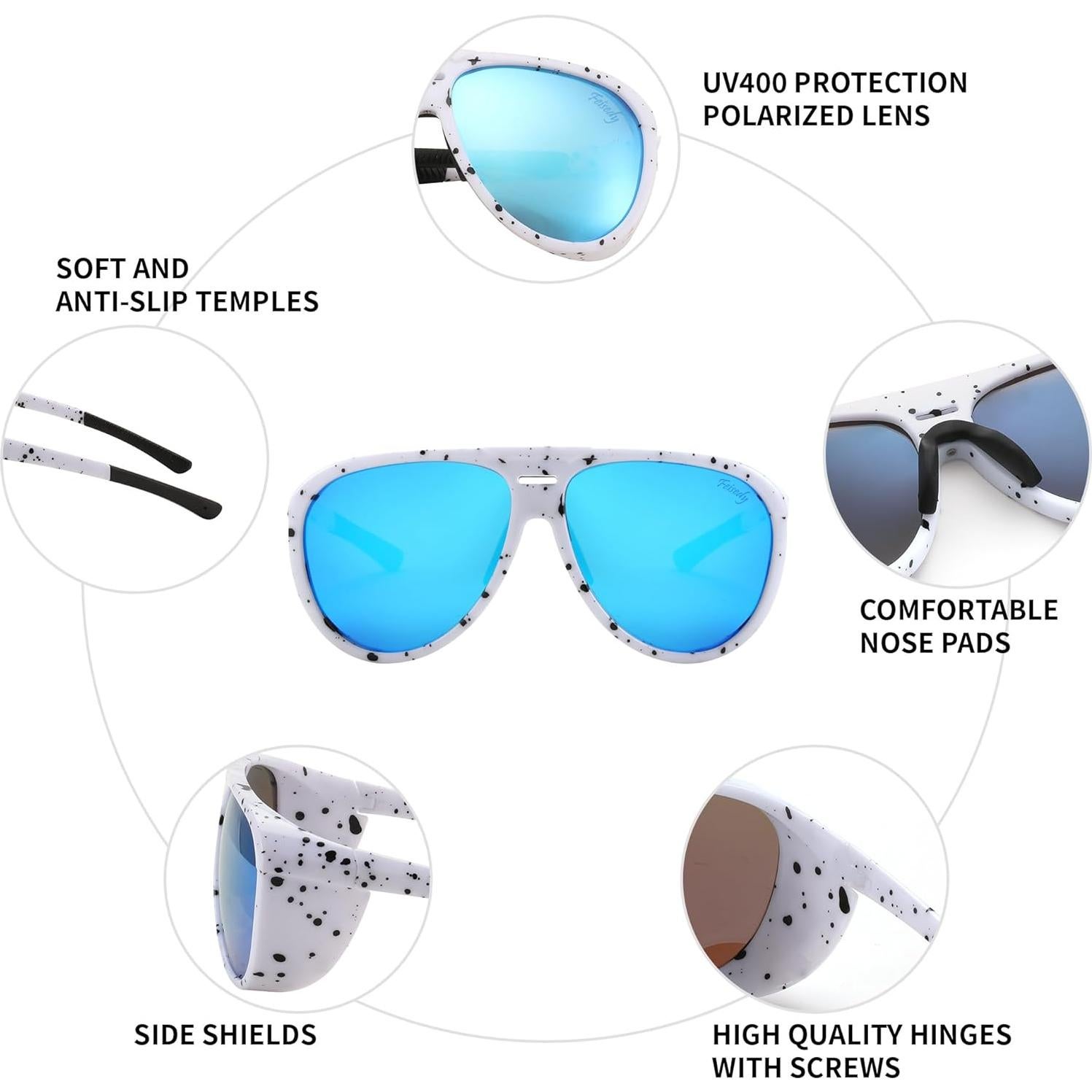 Gafas de Sol Aviador FEISEDY Polarizadas 60mm Lente Espejo