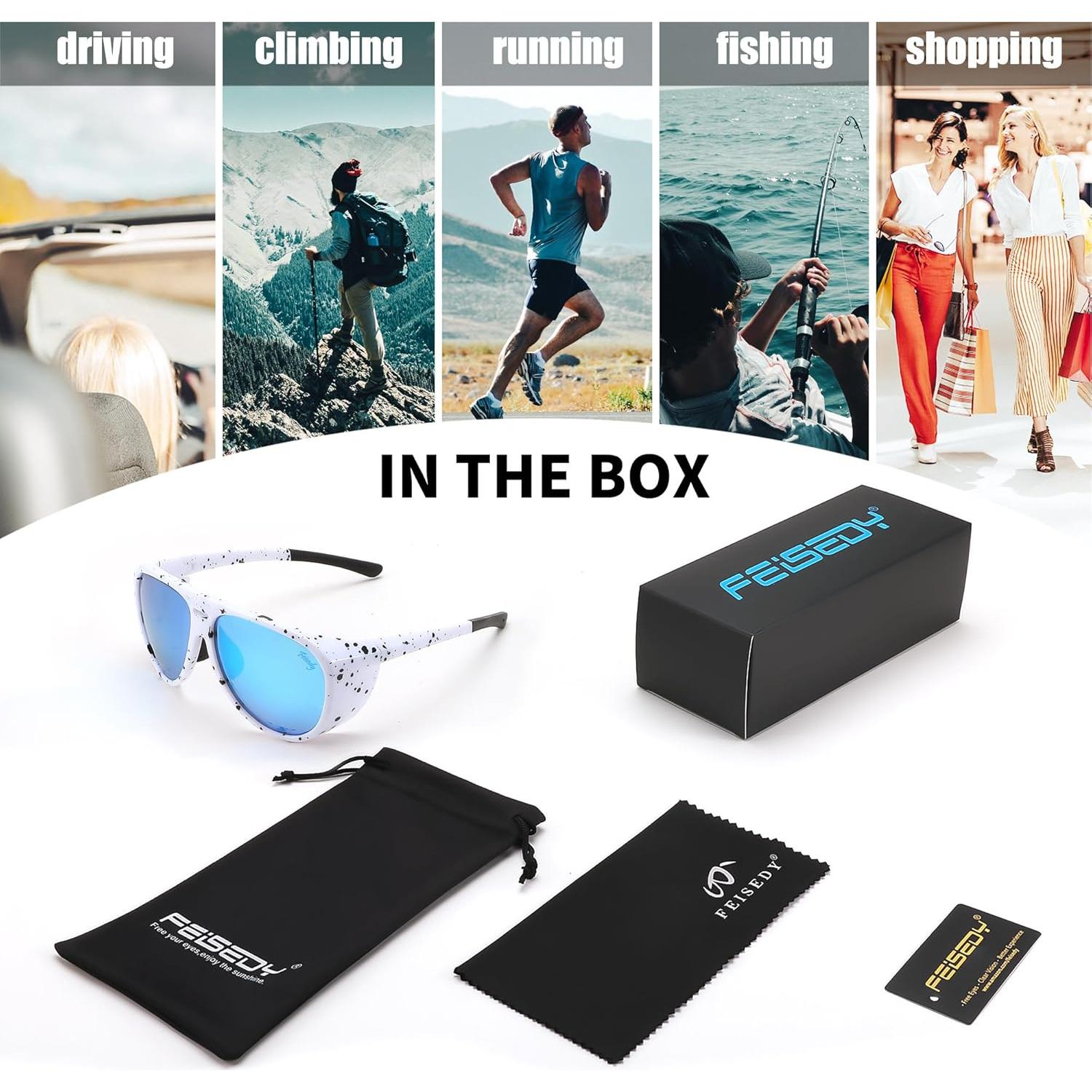 Gafas de Sol Aviador FEISEDY Polarizadas 60mm Lente Espejo