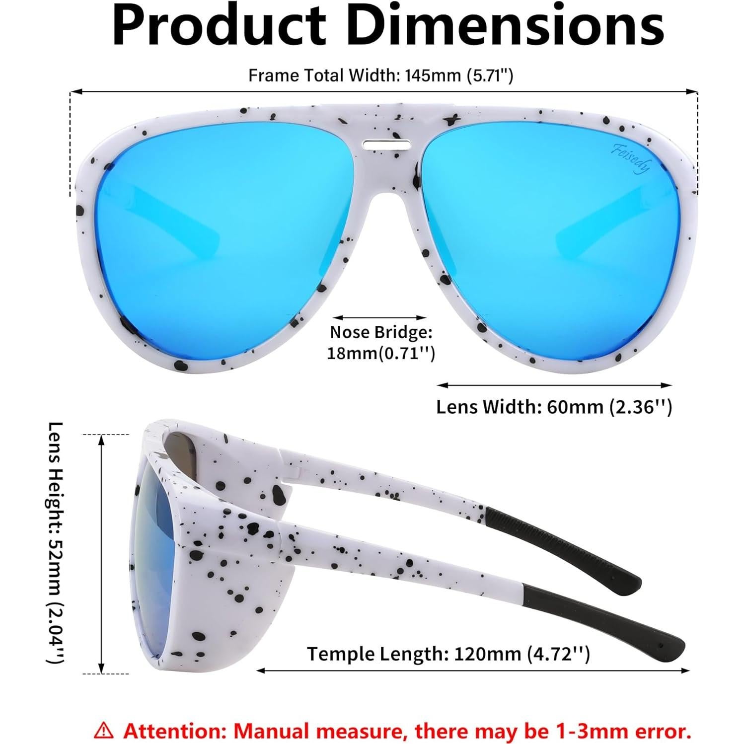Gafas de Sol Aviador FEISEDY Polarizadas 60mm Lente Espejo