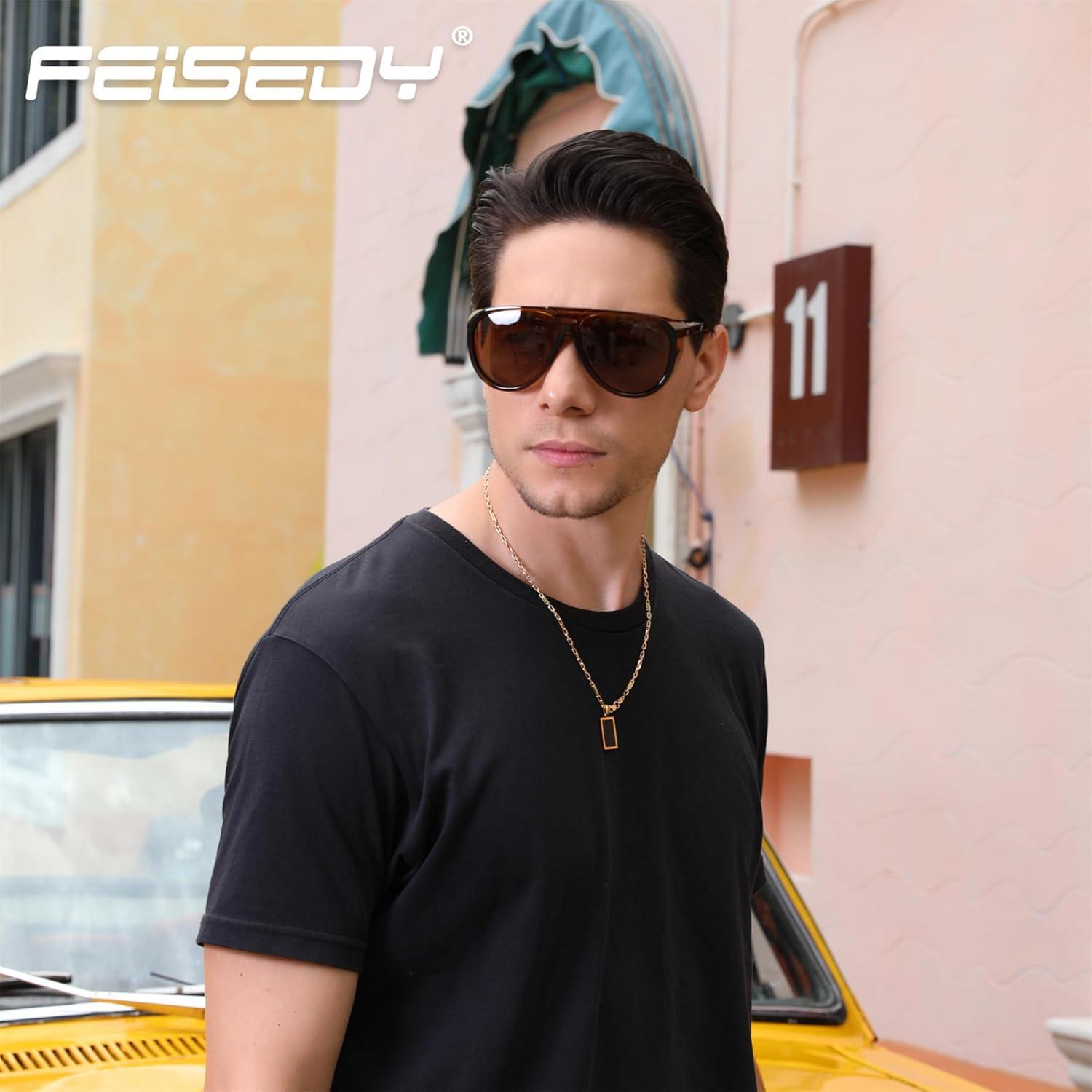 Gafas de Sol Aviador FEISEDY Polarizadas Redondas UV400