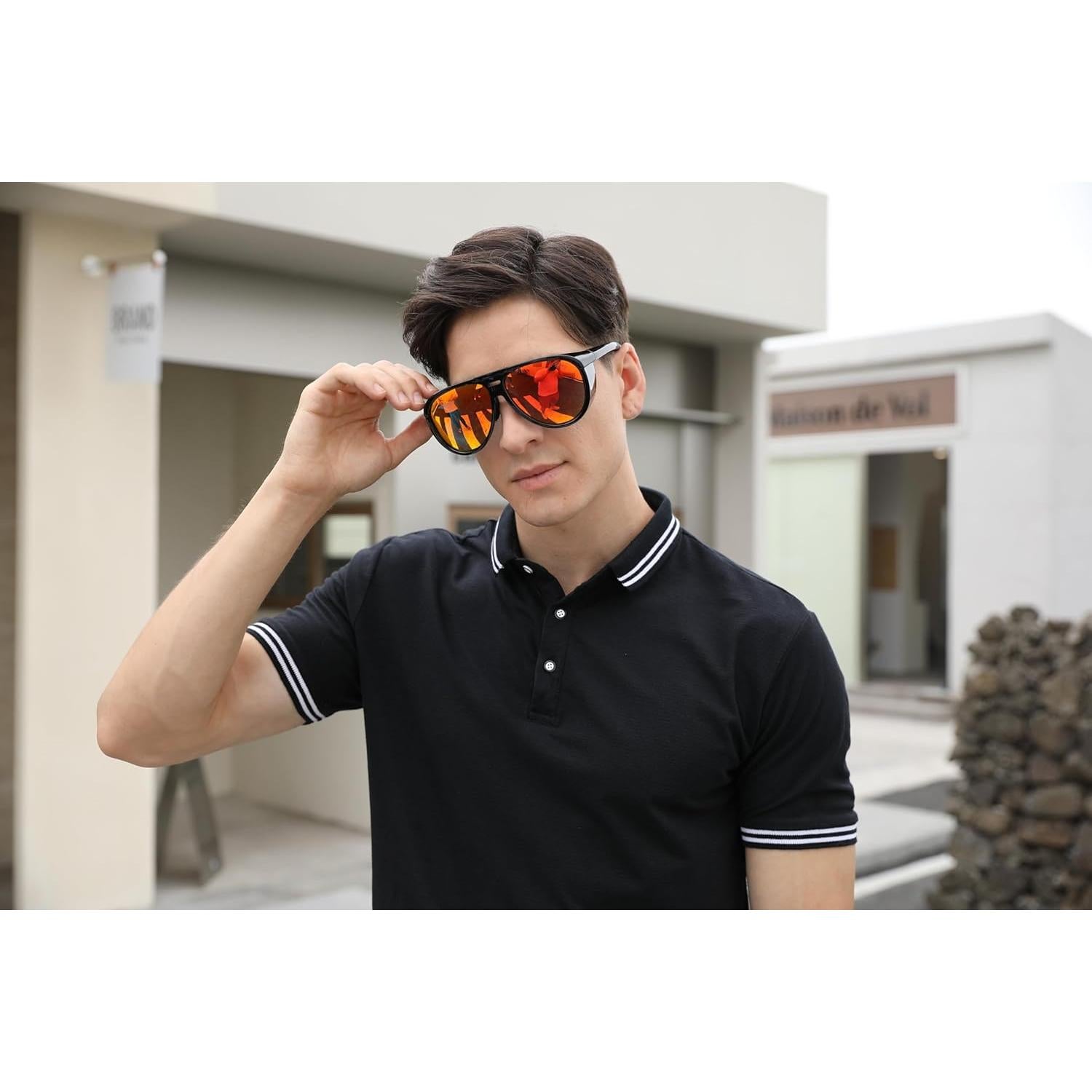 Gafas de Sol Aviador FEISEDY Polarizadas Redondas 60mm