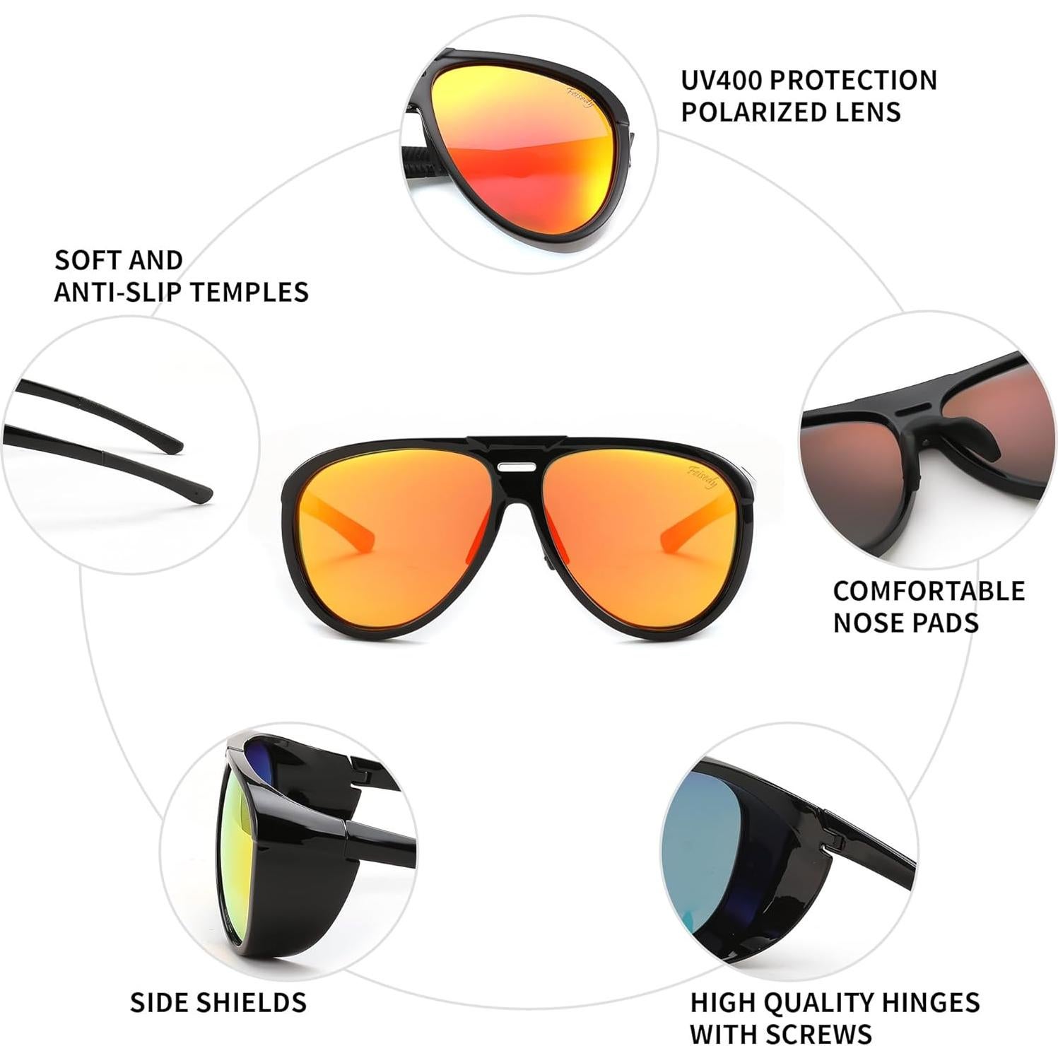 Gafas de Sol Aviador FEISEDY Polarizadas Redondas 60mm