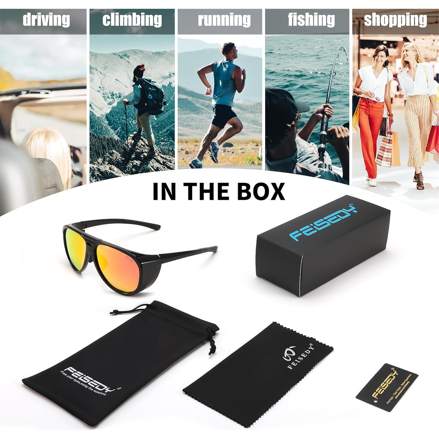 Gafas de Sol Aviador FEISEDY Polarizadas Redondas 60mm