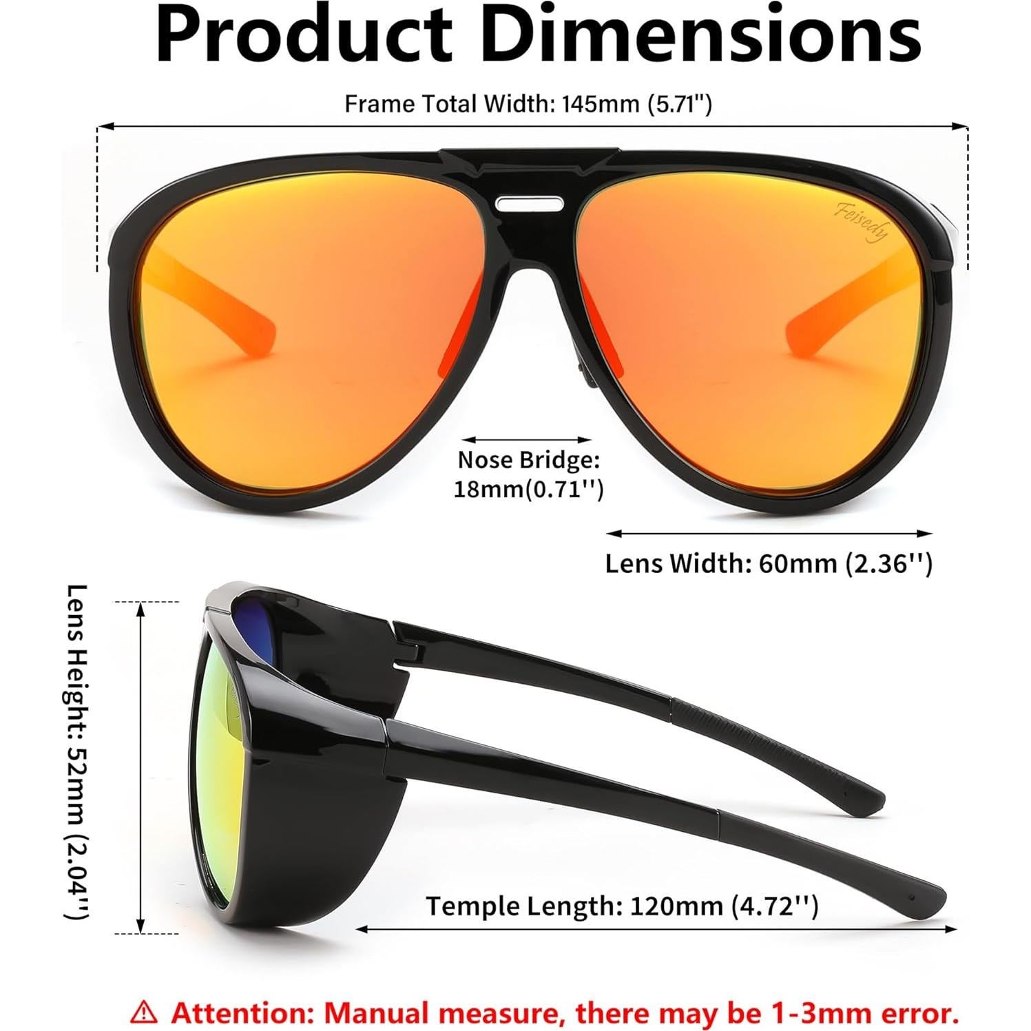 Gafas de Sol Aviador FEISEDY Polarizadas Redondas 60mm