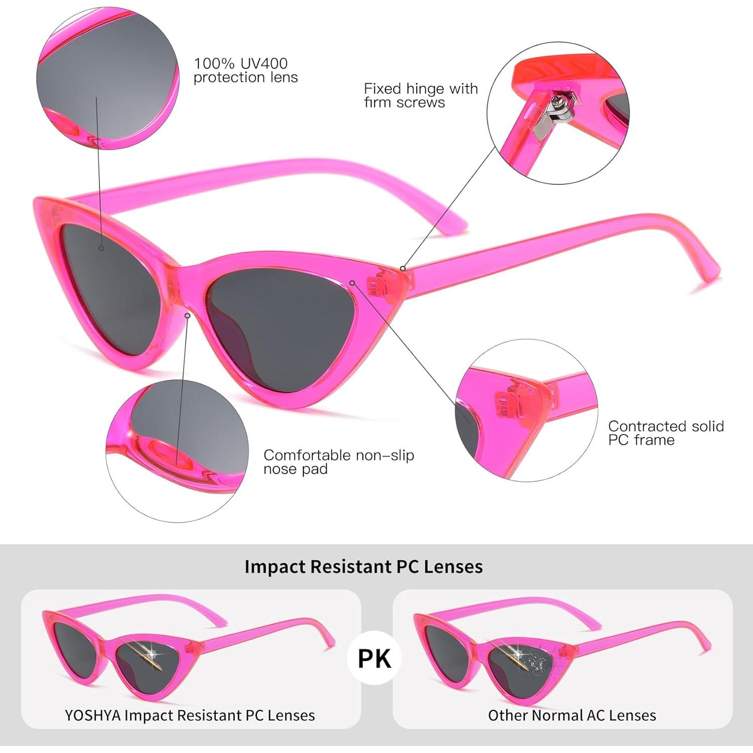 Gafas de sol retro de ojo de gato para mujer - Polvo de Barbie