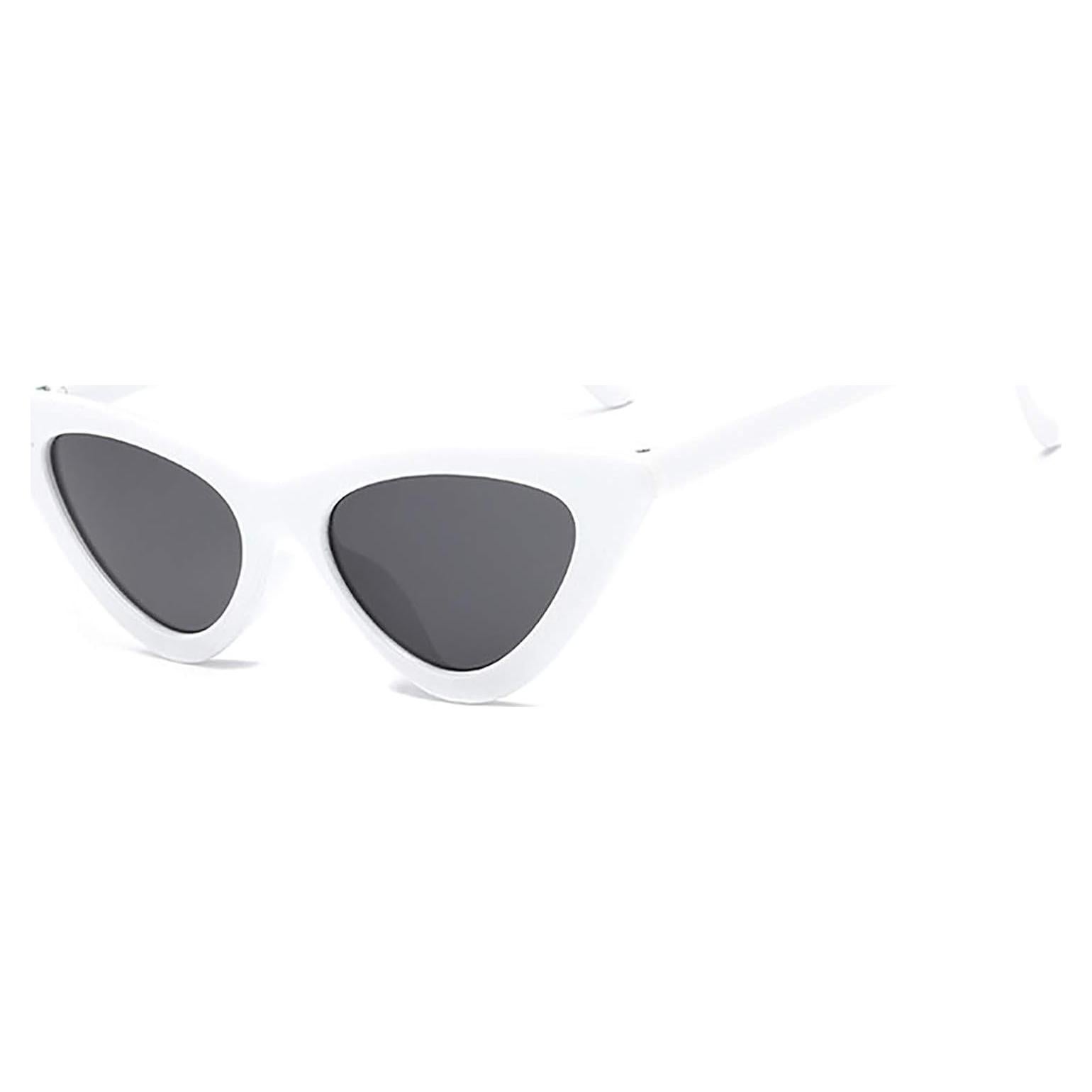 Gafas de sol retro de ojo de gato para mujer - Gris blanco