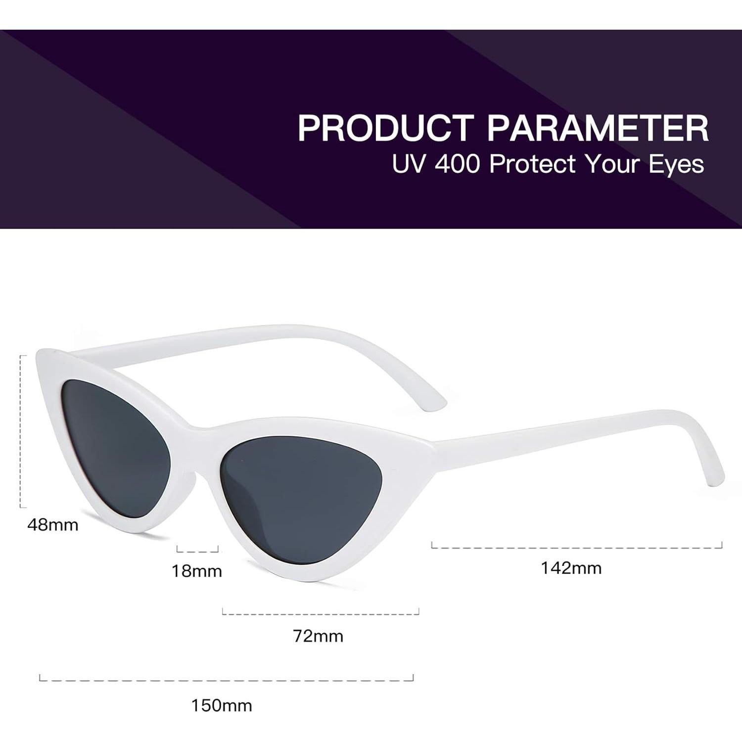 Gafas de sol retro de ojo de gato para mujer - Gris blanco