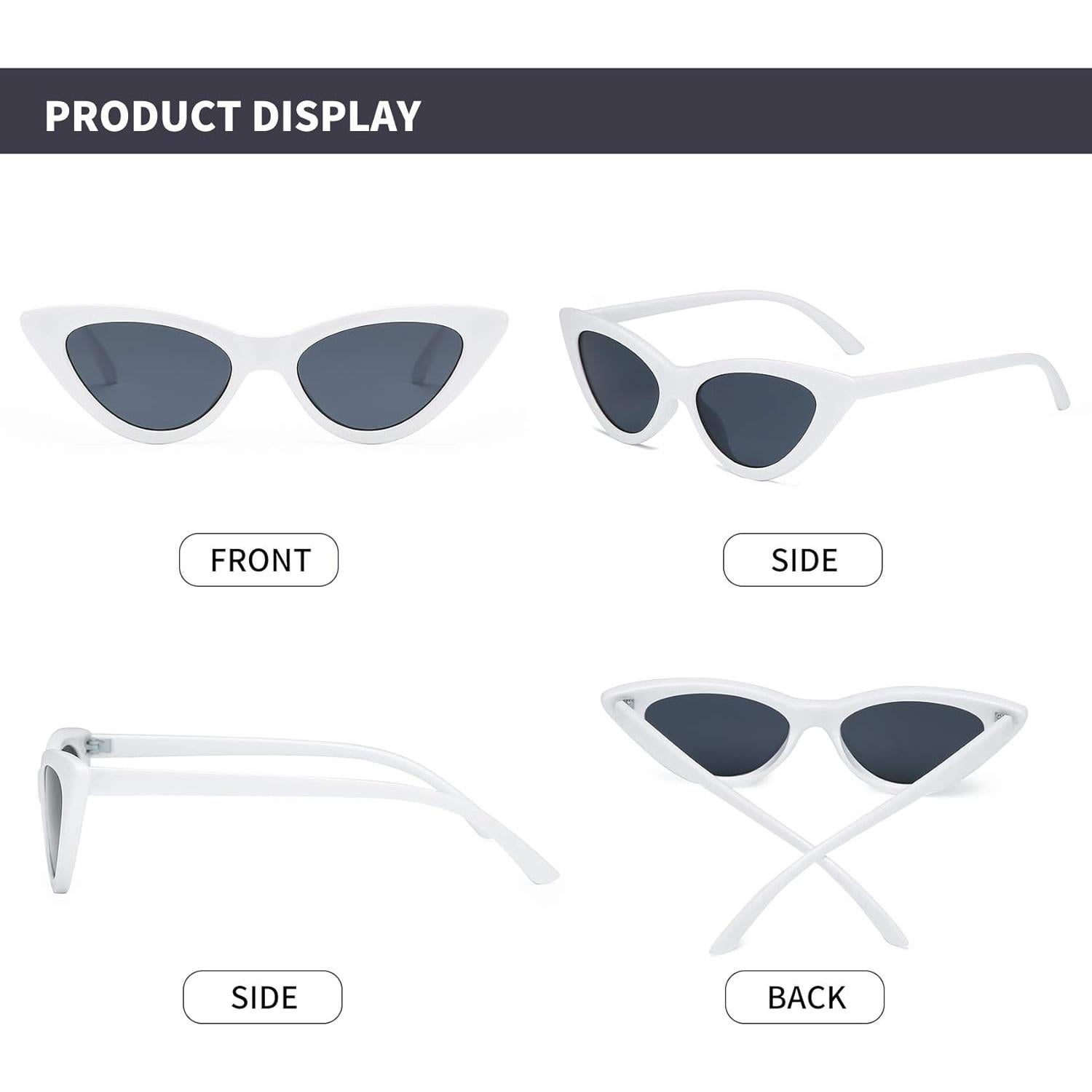 Gafas de sol retro de ojo de gato para mujer - Gris blanco