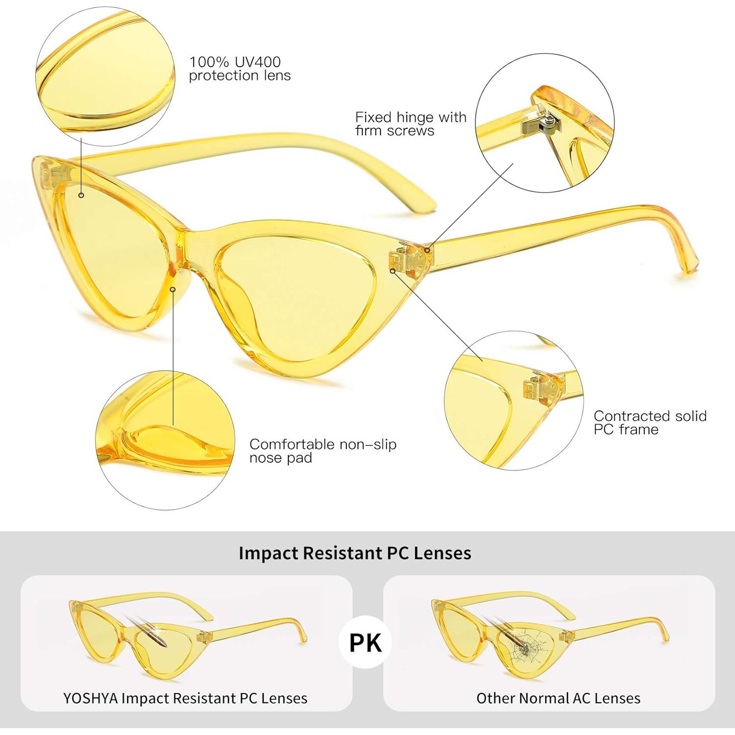 Gafas de sol retro de ojo de gato para mujeres - Amarillo claro