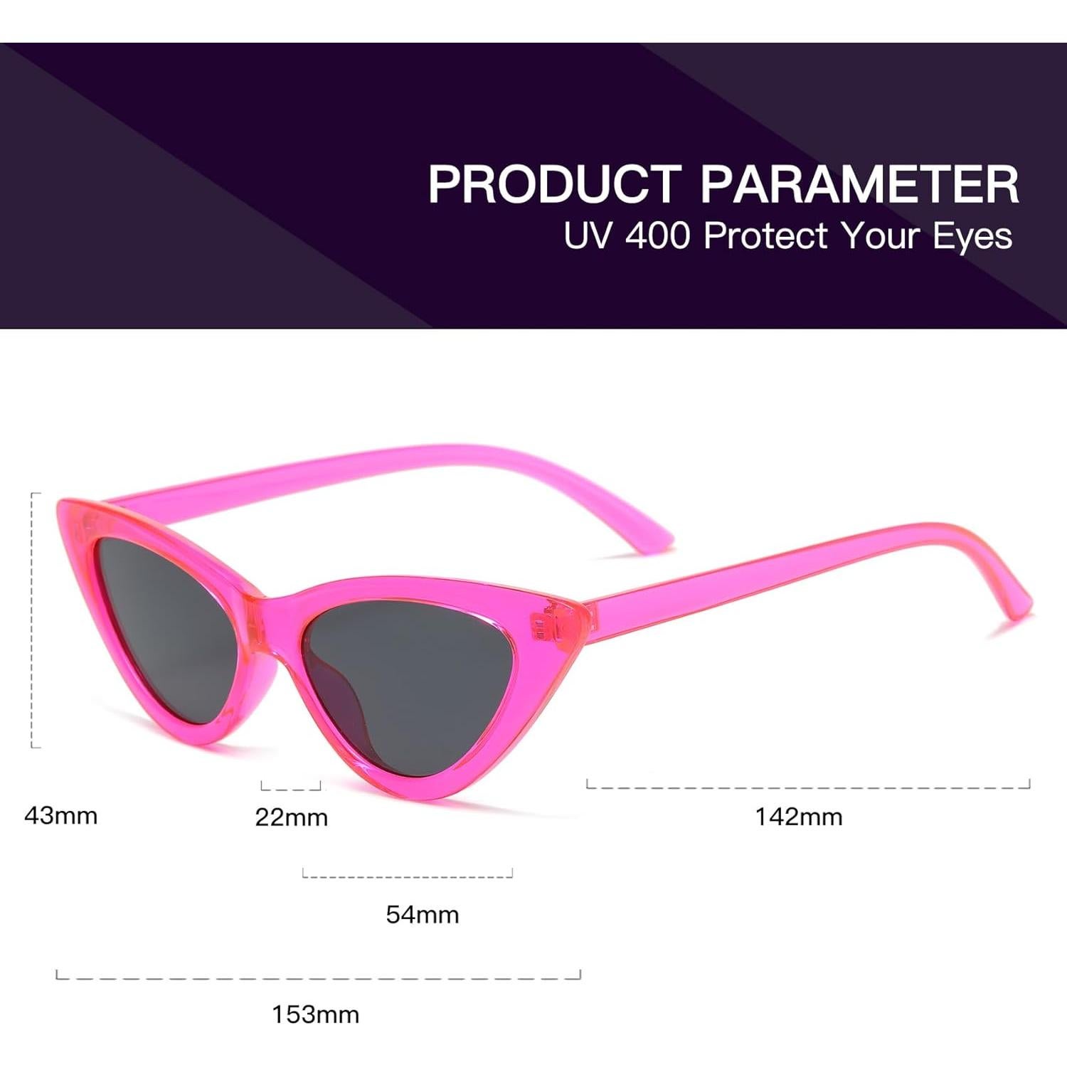 Gafas de sol retro de ojo de gato para mujer - Polvo de Barbie