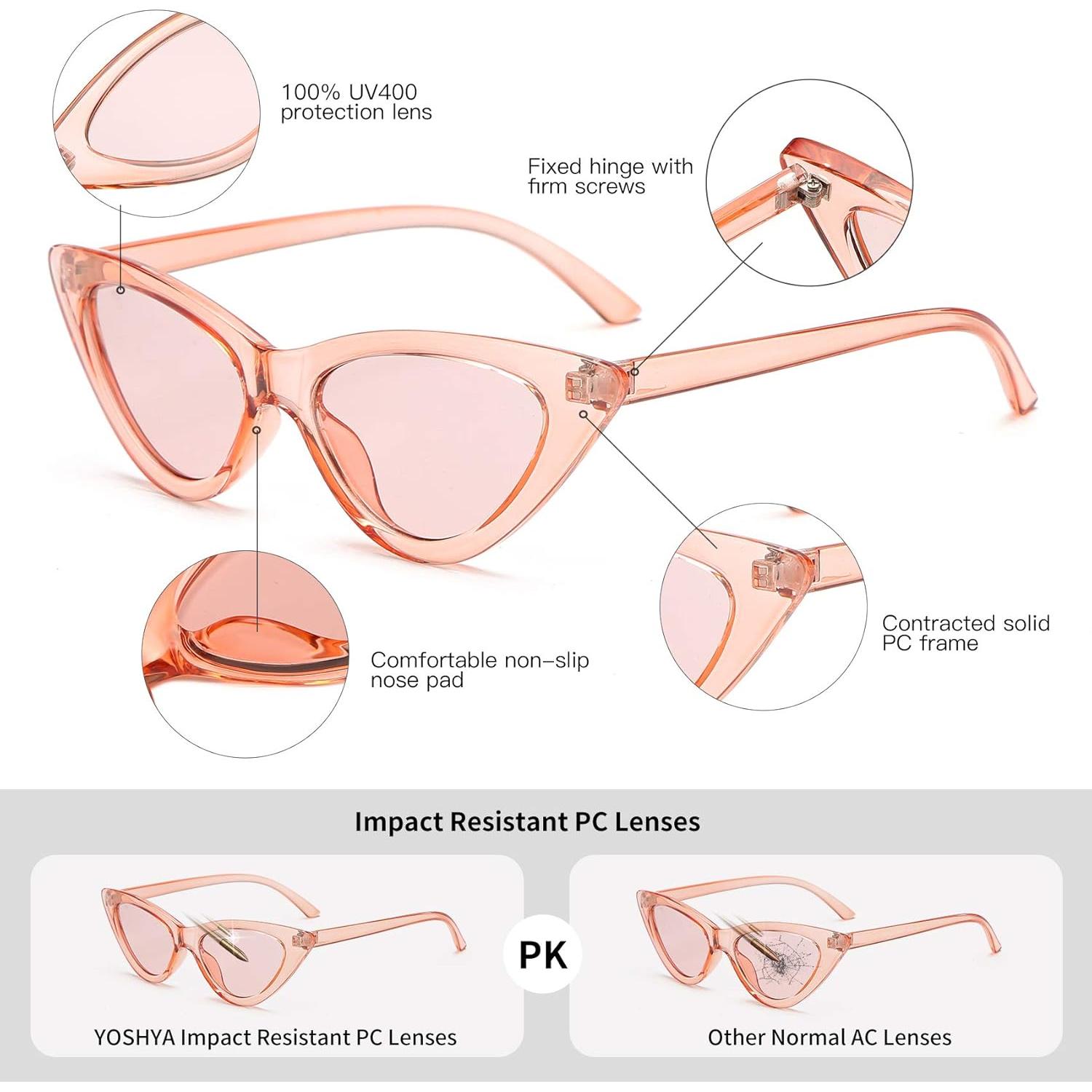 Gafas de sol retro de ojo de gato para mujeres - Rojo claro