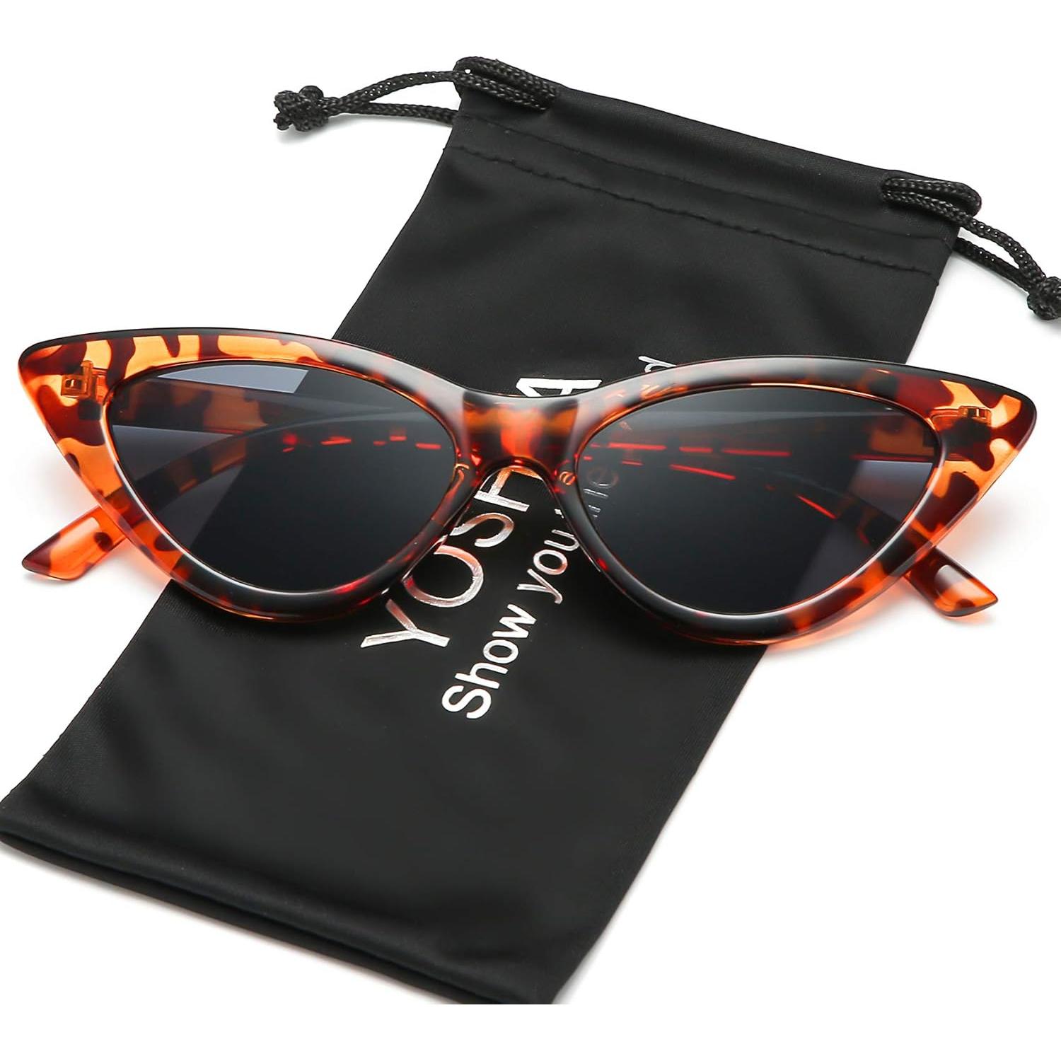 Gafas de sol retro de ojo de gato para mujer - Leopardo Gris