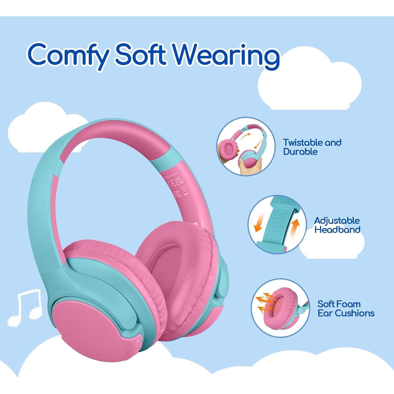 Auriculares Bluetooth ZIHNIC R1 para Niños - Rosa, 40h Reproducción