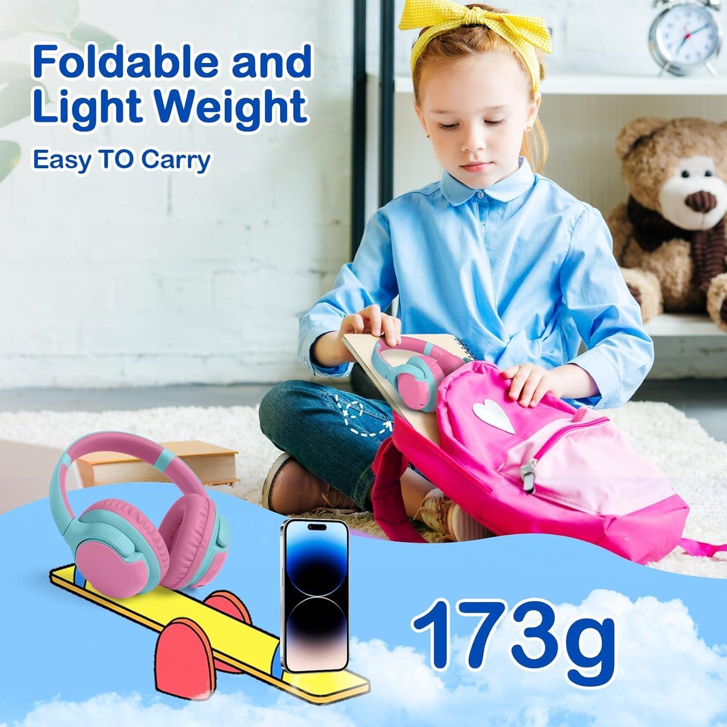 Auriculares Bluetooth ZIHNIC R1 para Niños - Rosa, 40h Reproducción