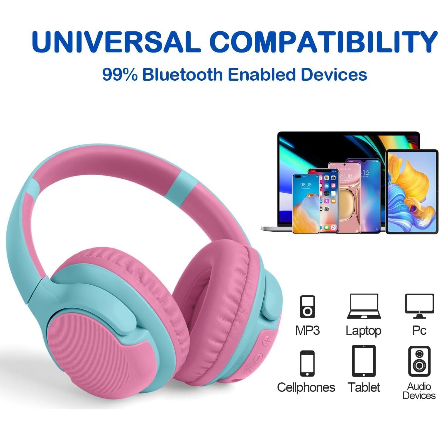 Auriculares Bluetooth ZIHNIC R1 para Niños - Rosa, 40h Reproducción