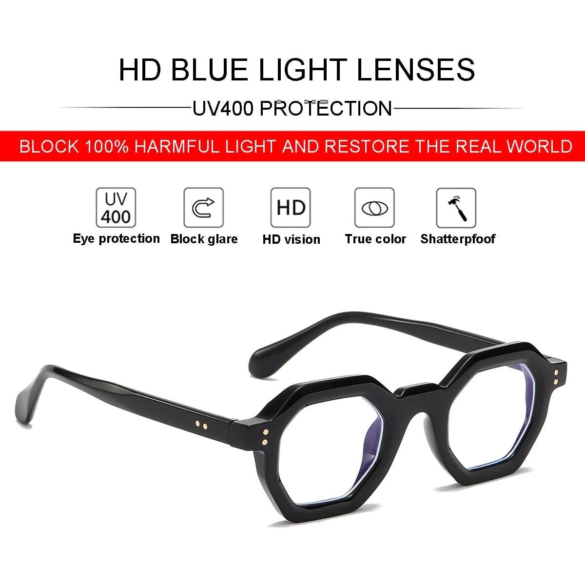 Gafas Retro Octagon JOVAKIT Unisex Anti Luz Azul 44mm